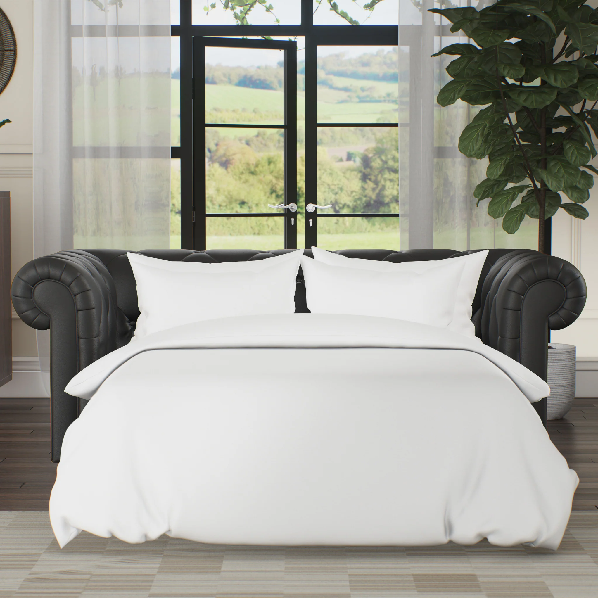 Everett Leather 3 Seater Sofa Bed - Image 20