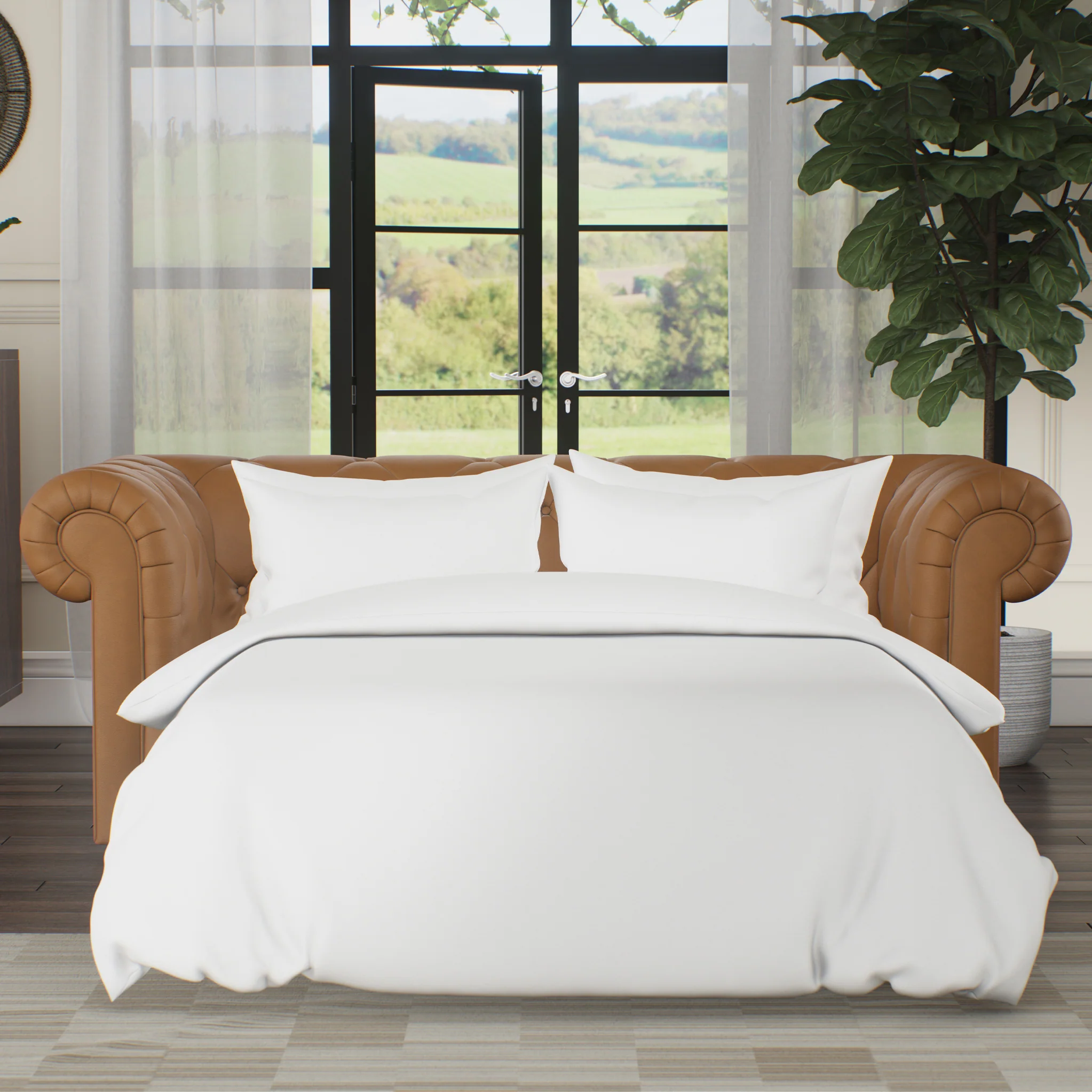Everett Leather 3 Seater Sofa Bed - Image 26