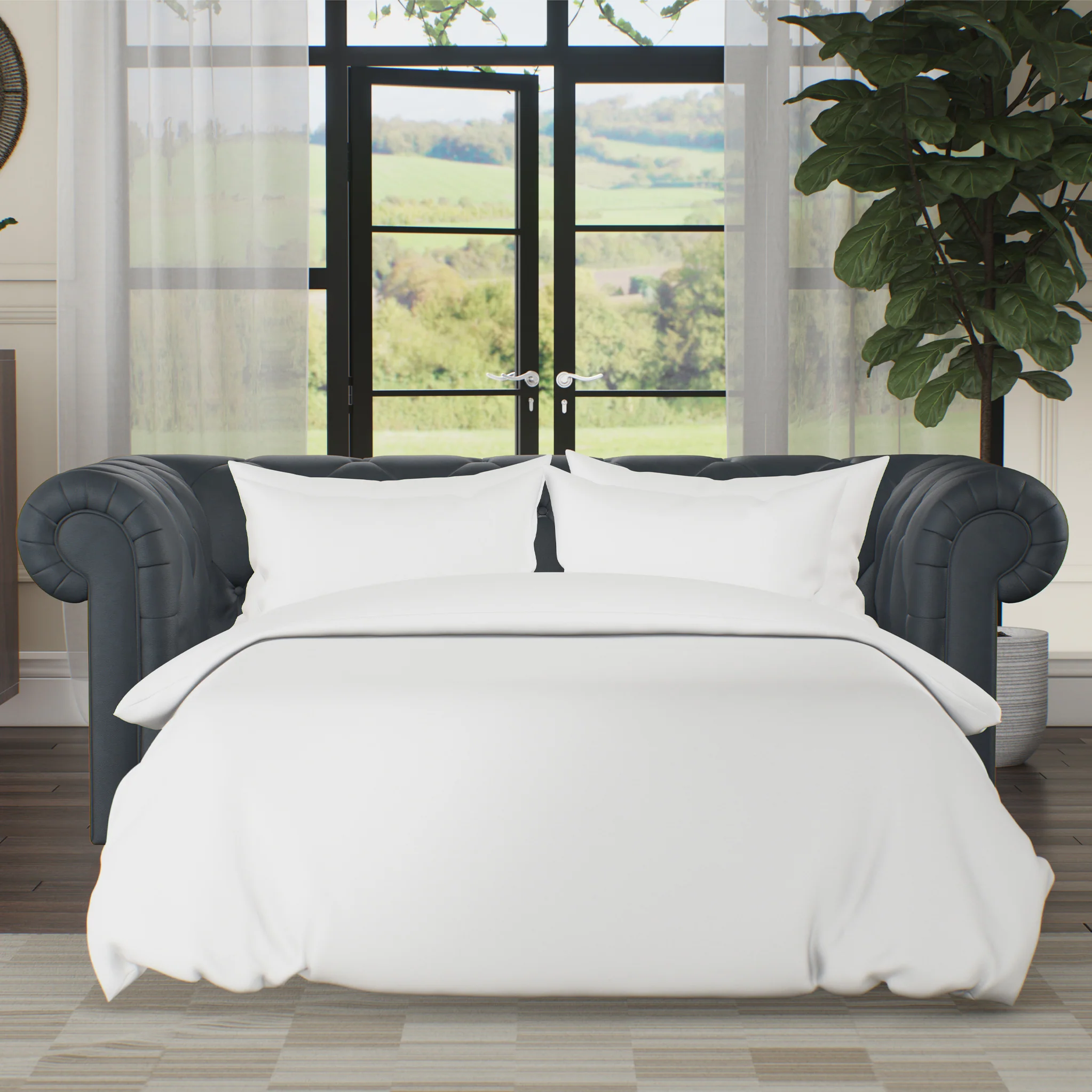 Everett Leather 3 Seater Sofa Bed - Image 3