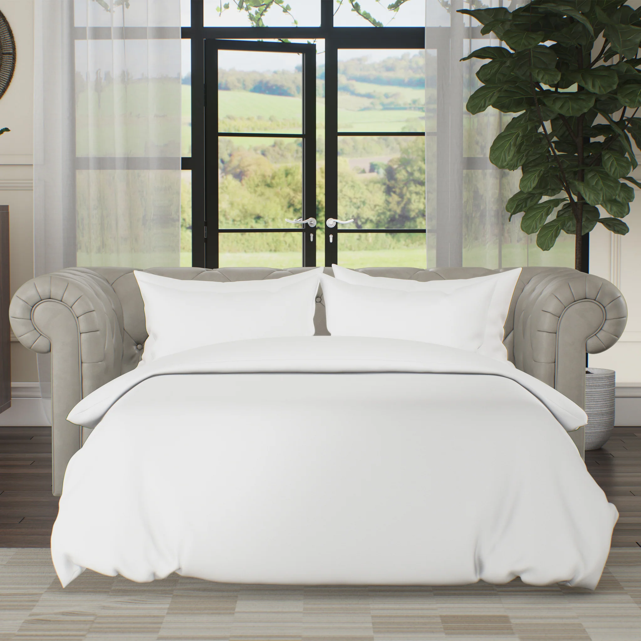 Everett Leather 3 Seater Sofa Bed - Image 31