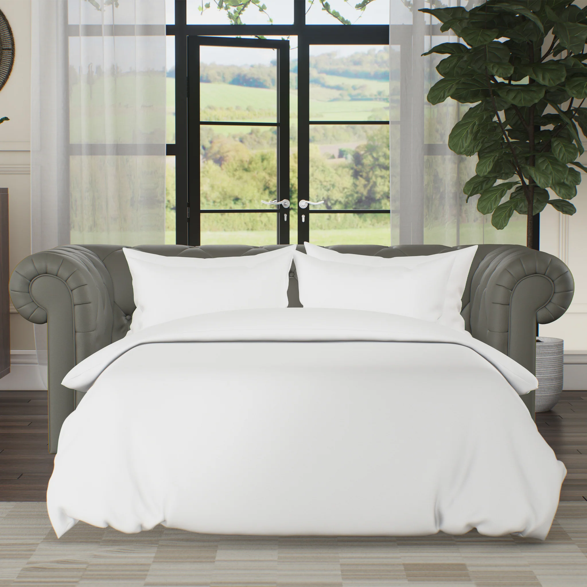 Everett Leather 3 Seater Sofa Bed - Image 8