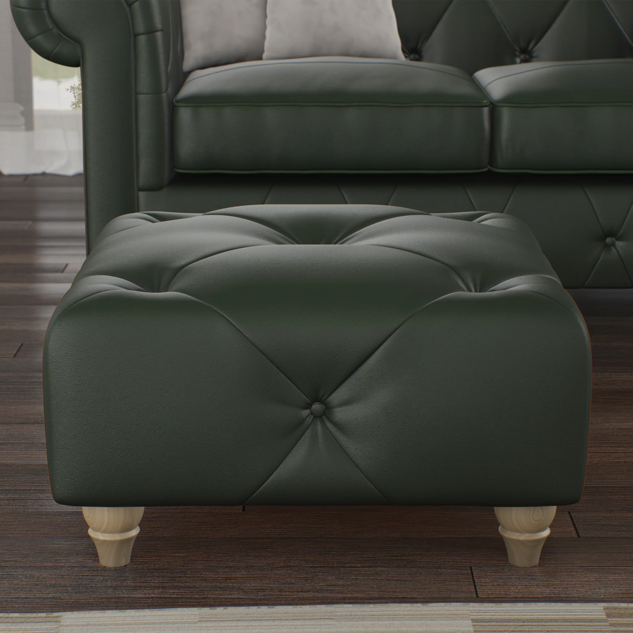 Everett Leather Button Top Footstool - Image 22