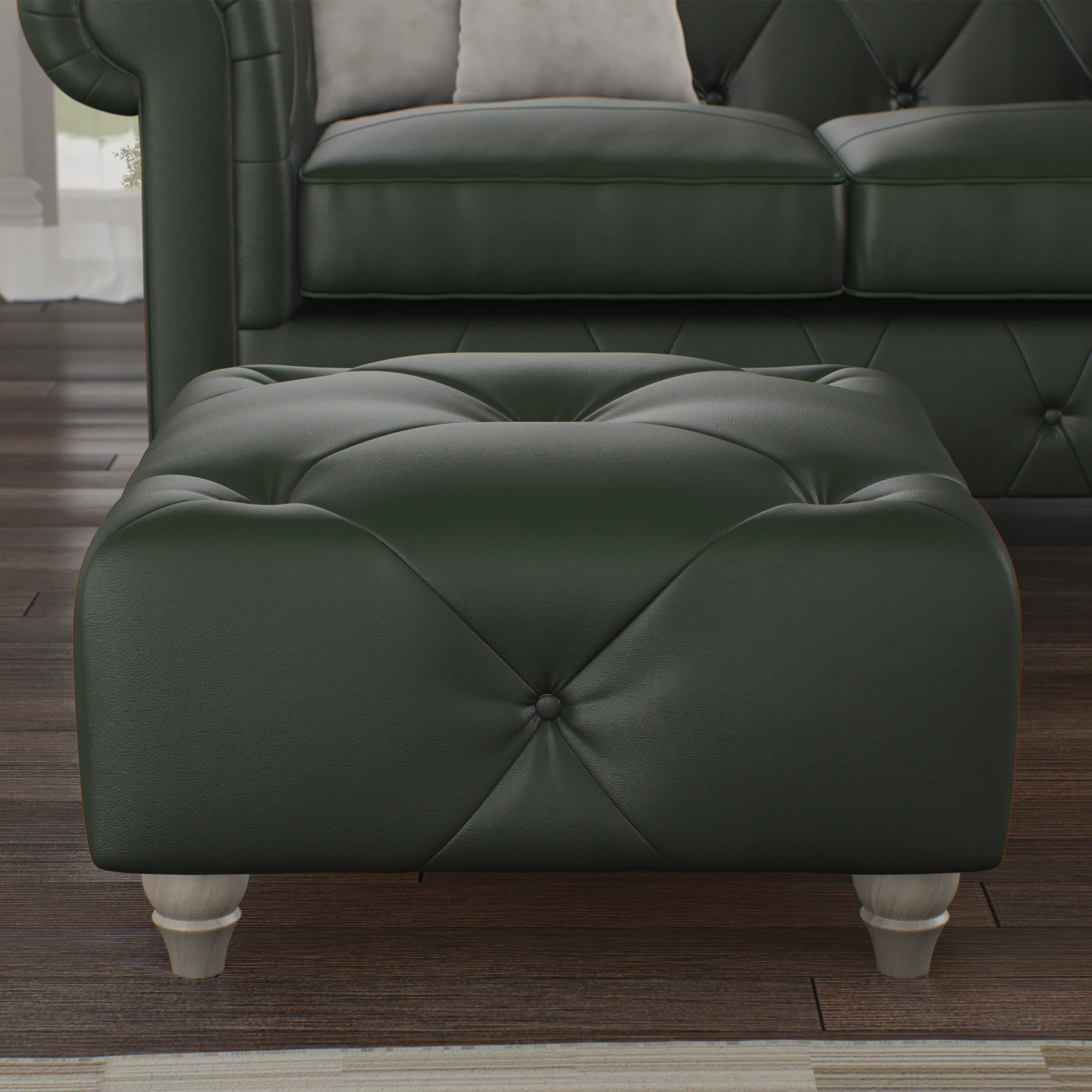 Everett Leather Button Top Footstool - Image 26