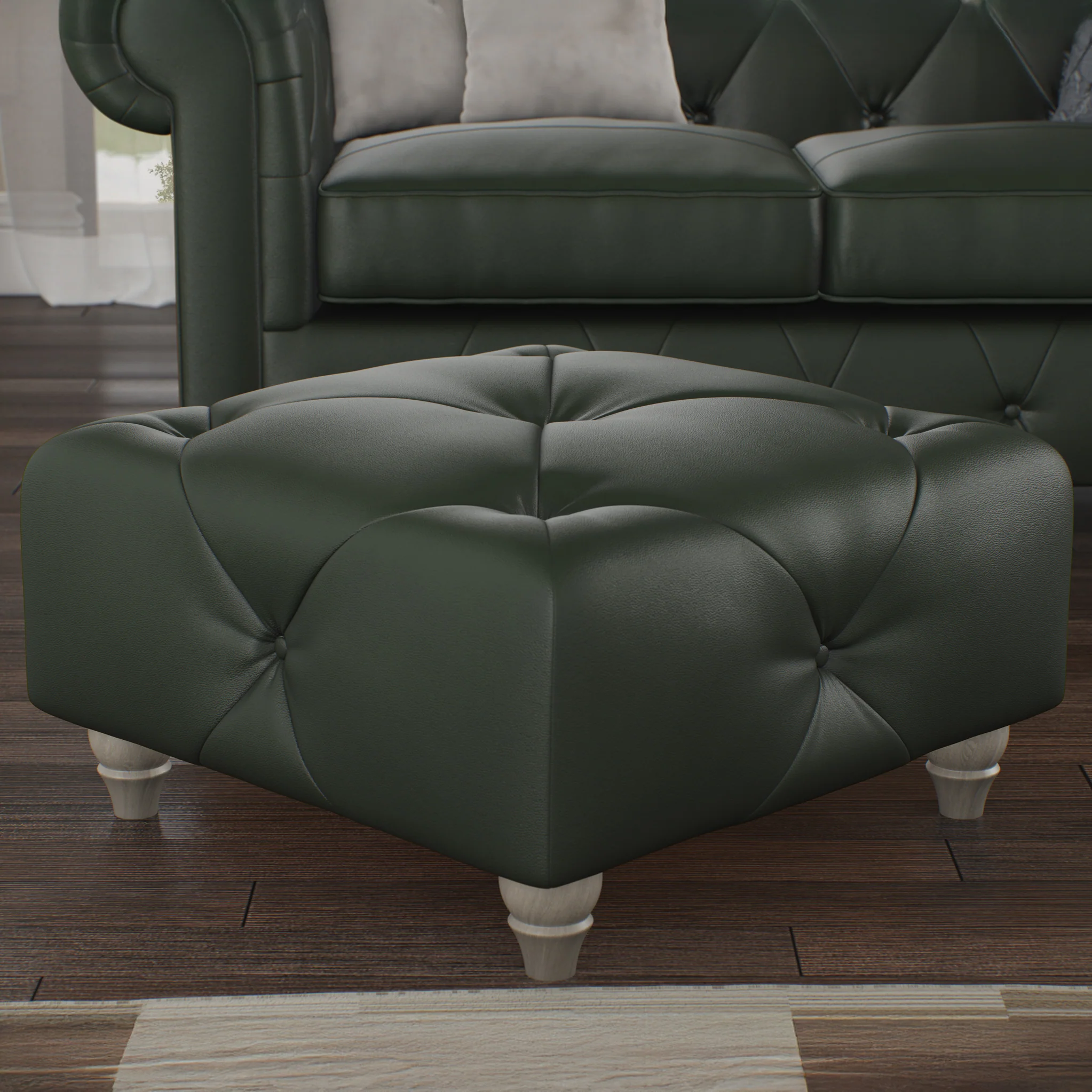 Everett Leather Button Top Footstool - Image 27