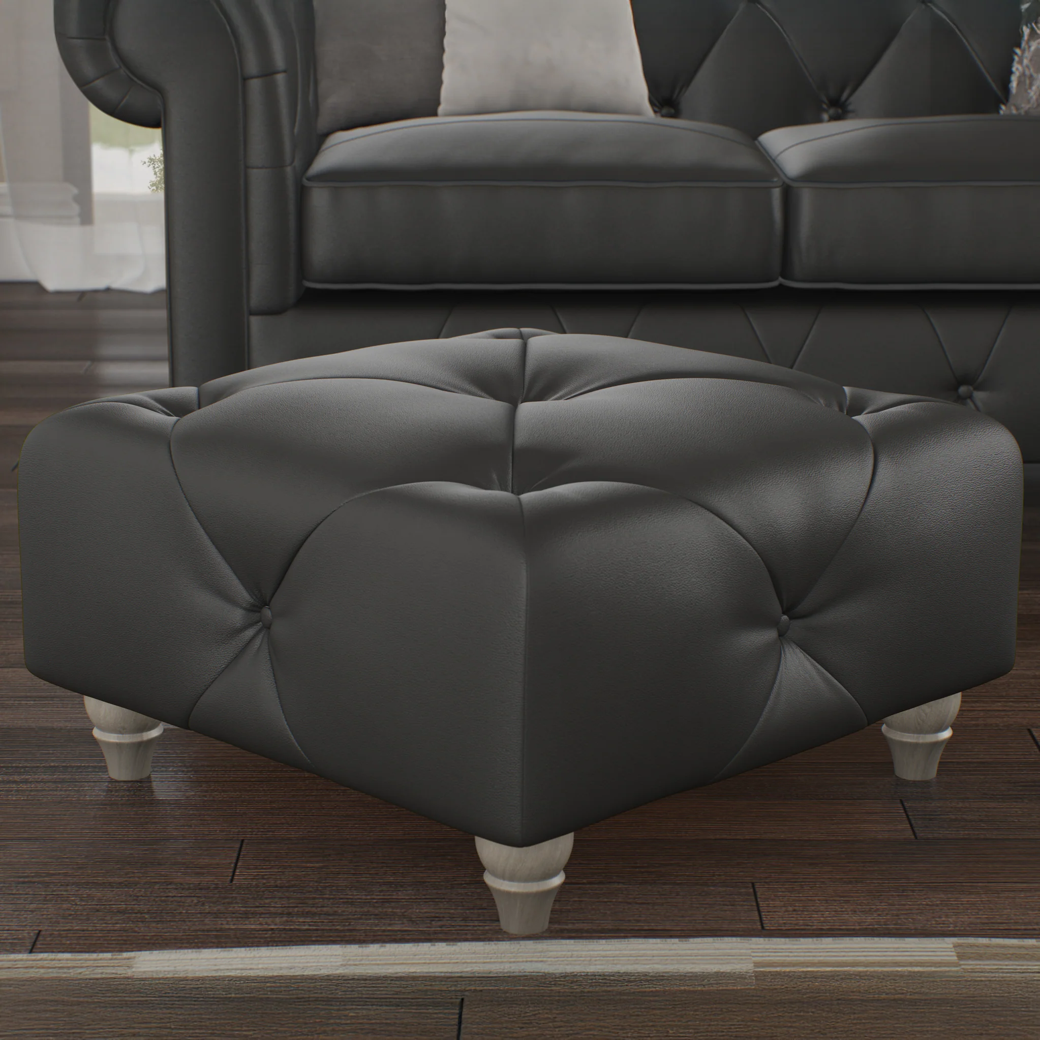 Everett Leather Button Top Footstool - Image 37