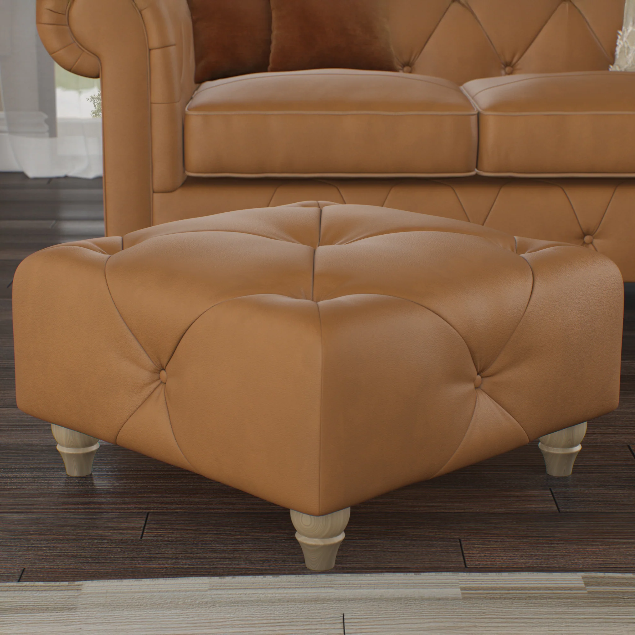 Everett Leather Button Top Footstool - Image 43