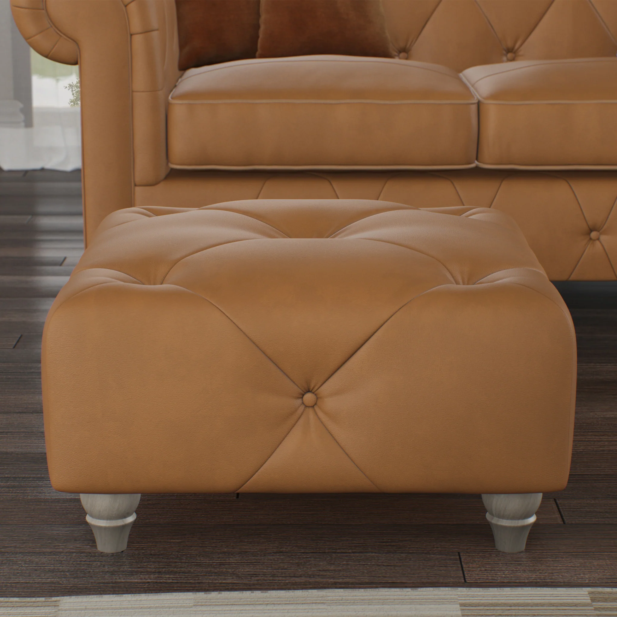 Everett Leather Button Top Footstool - Image 47