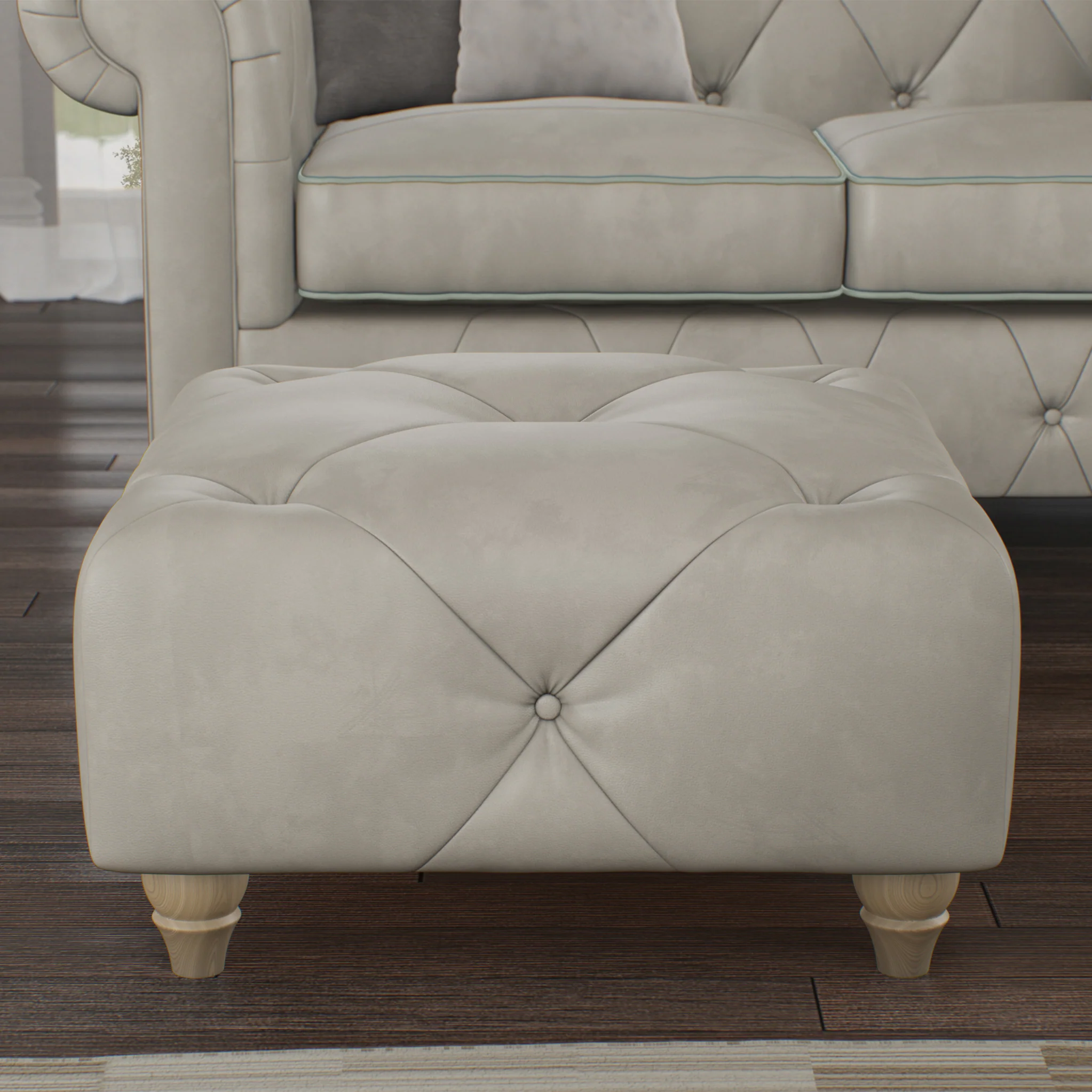 Everett Leather Button Top Footstool - Image 52