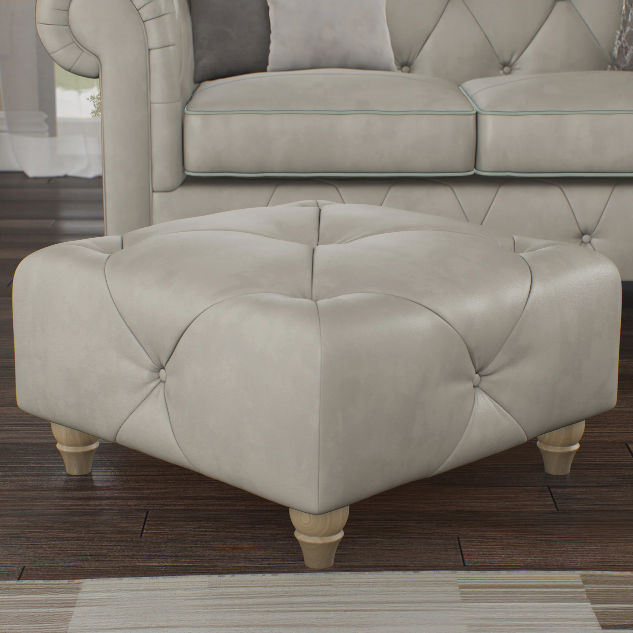 Everett Leather Button Top Footstool - Image 53