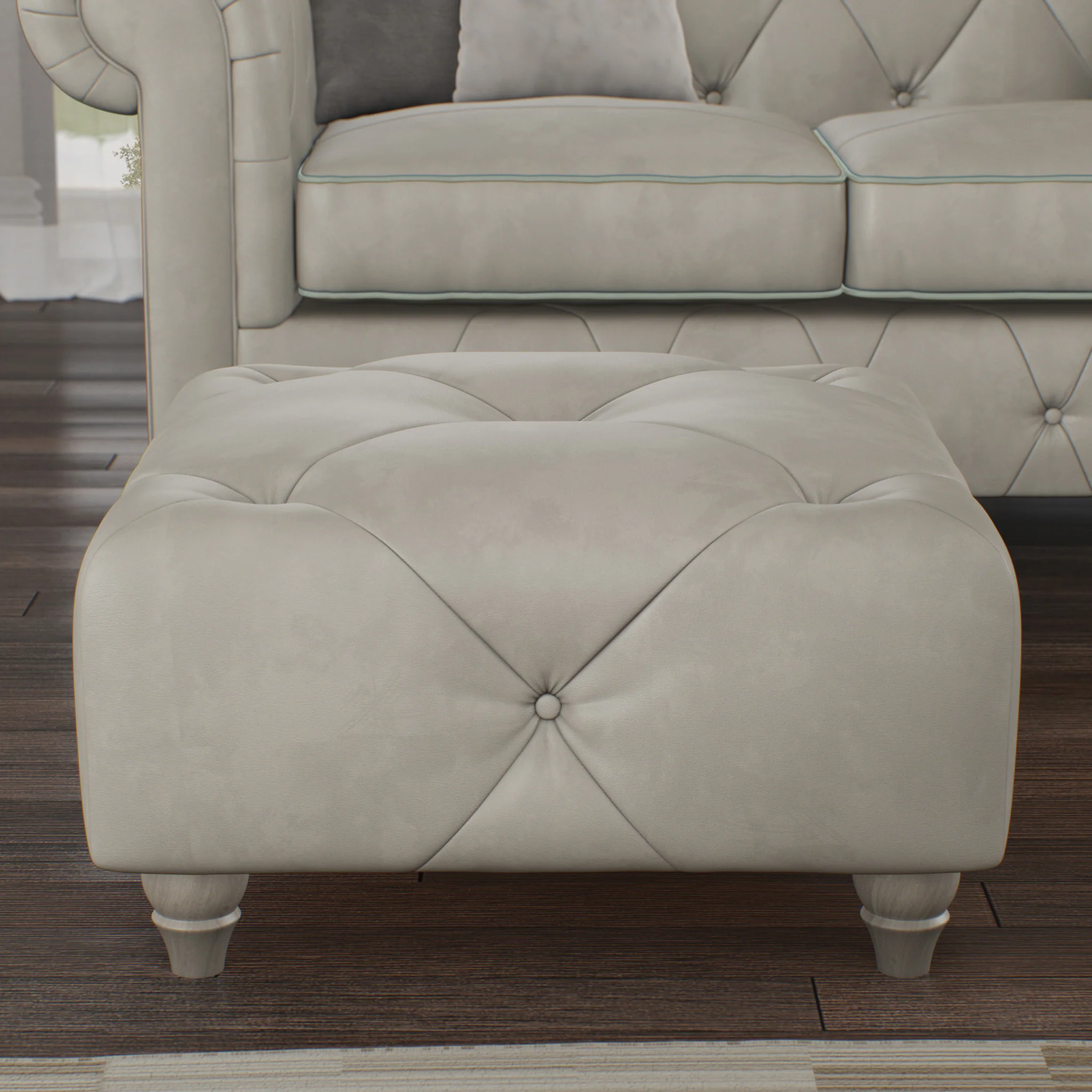 Everett Leather Button Top Footstool - Image 57