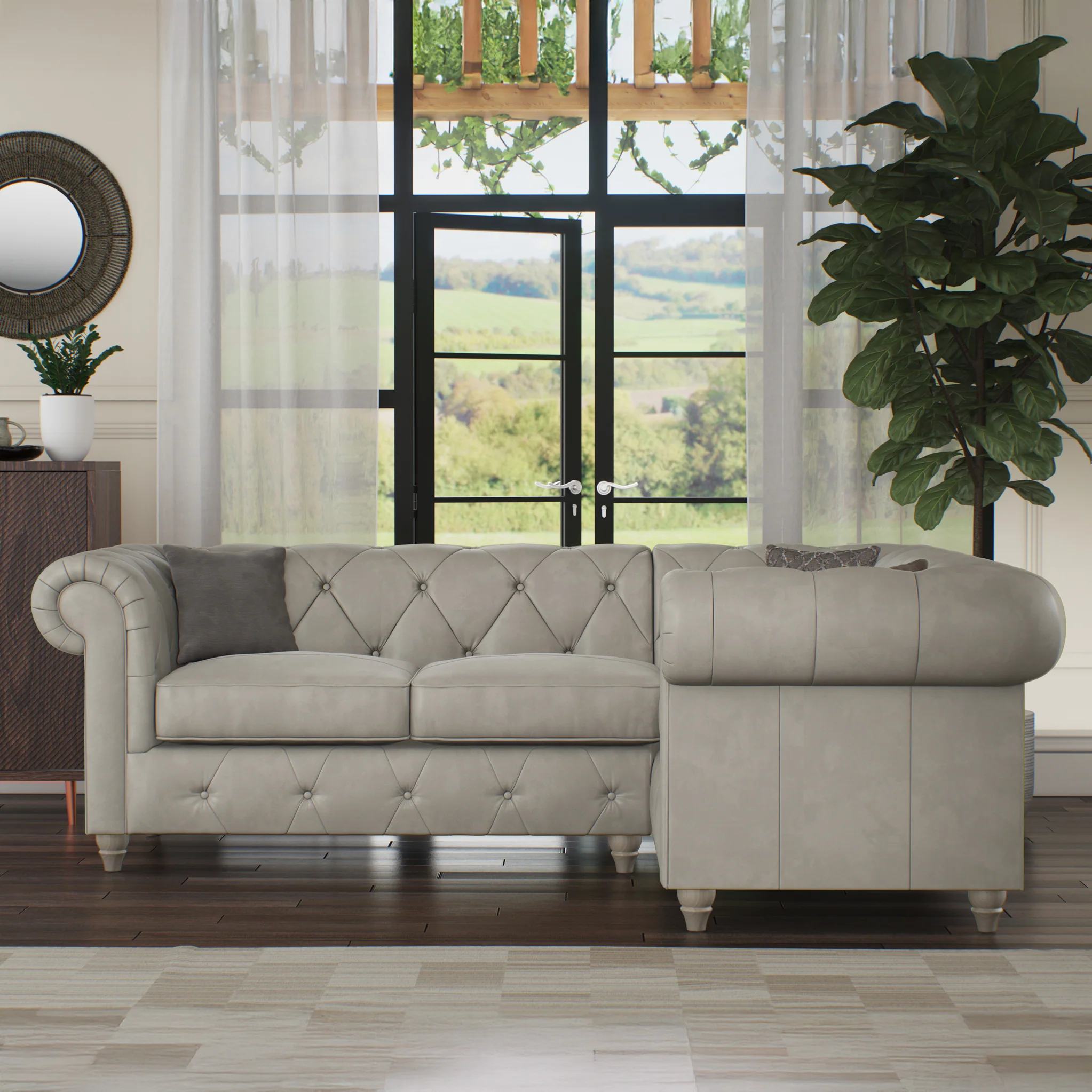 Everett Leather Corner Sofa - Image 101