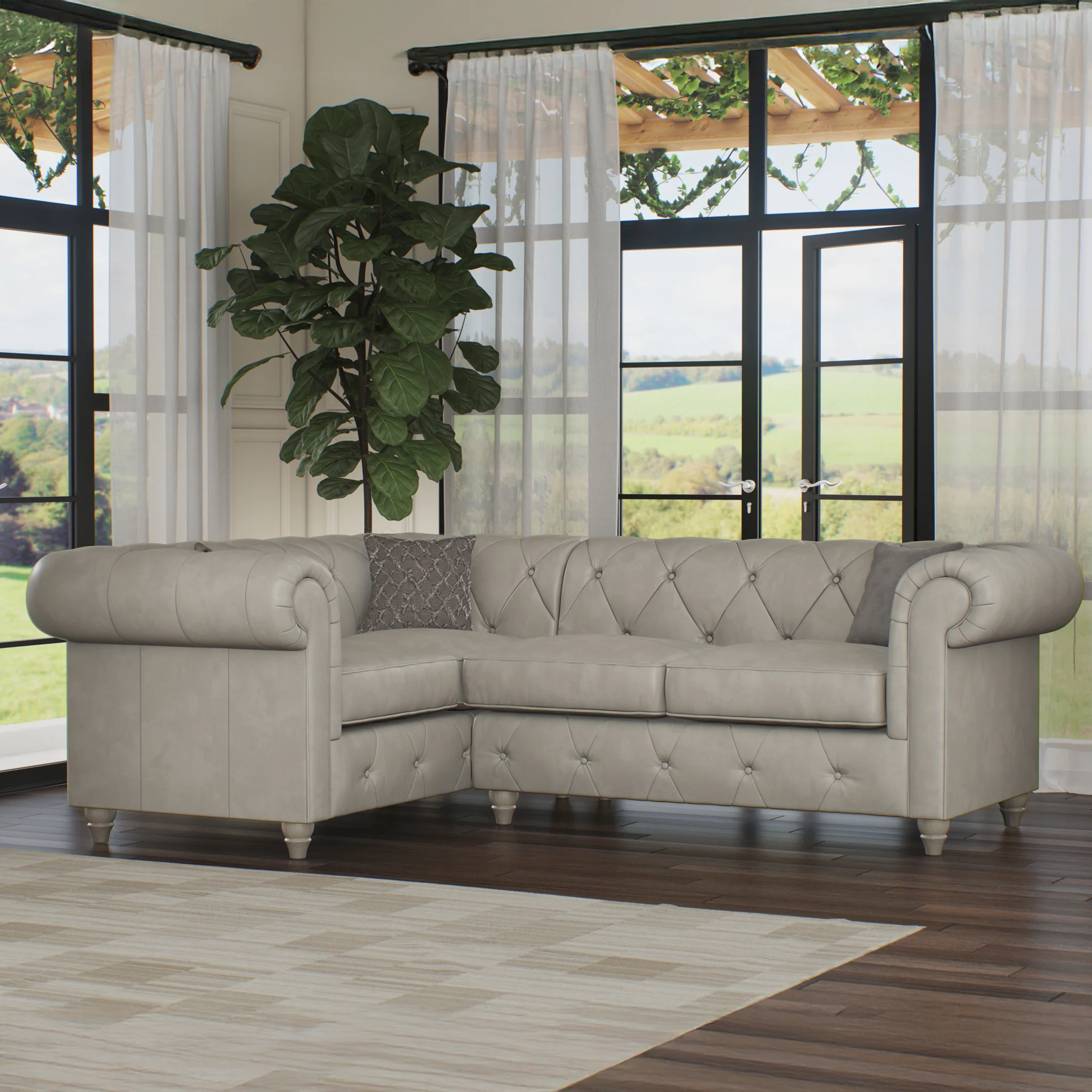 Everett Leather Corner Sofa - Image 108