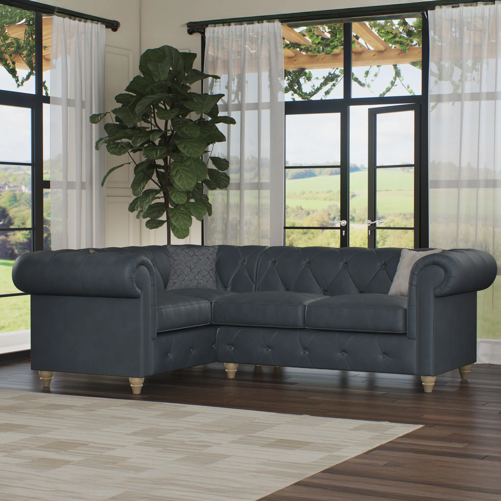 Everett Leather Corner Sofa - Image 11