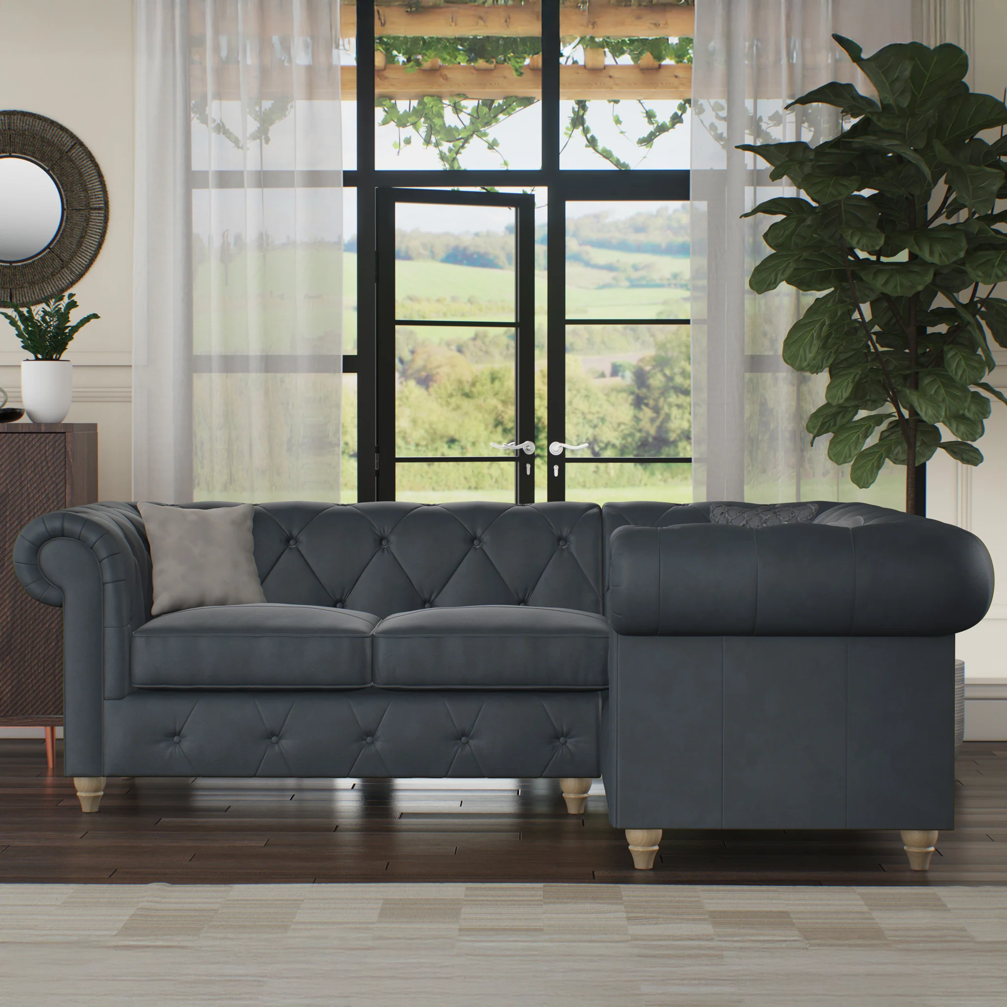 Everett Leather Corner Sofa - Image 2