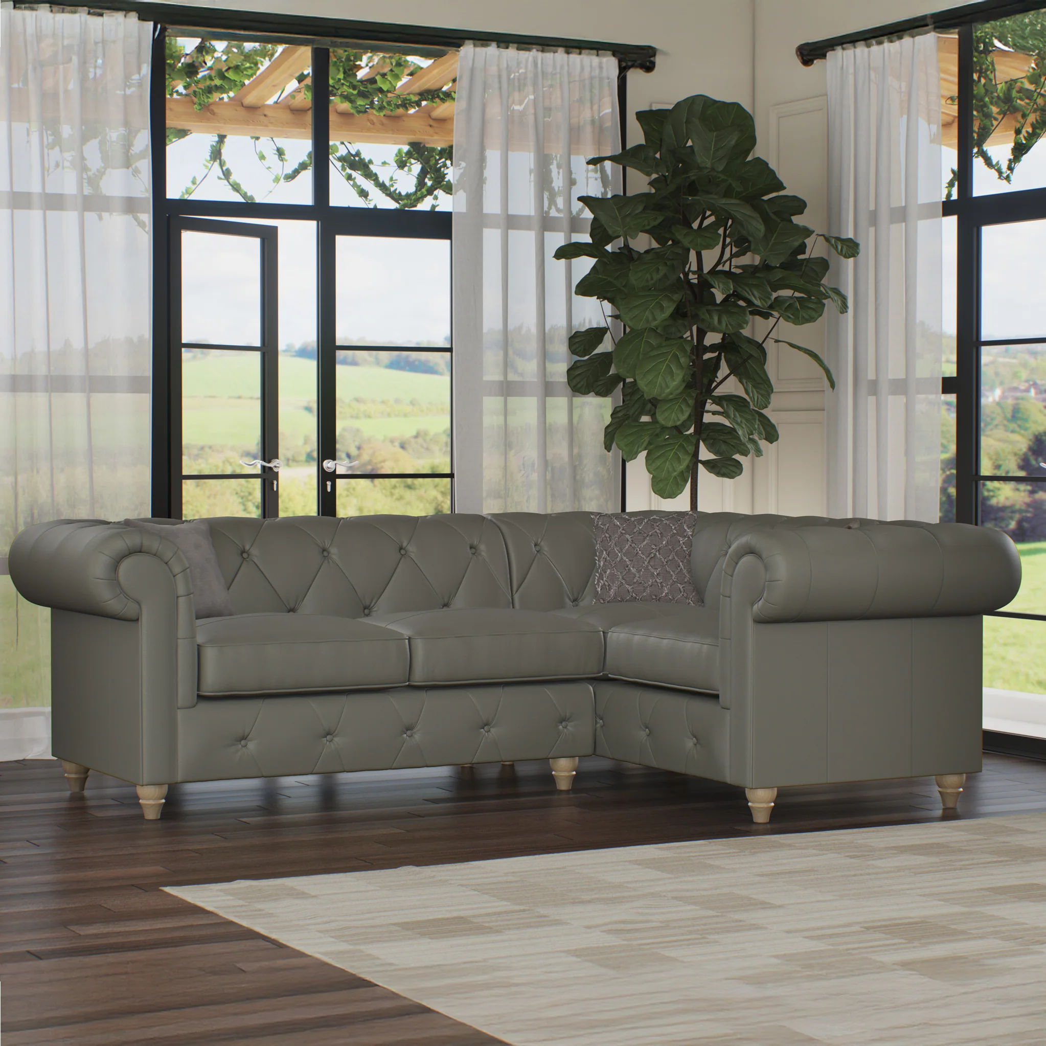 Everett Leather Corner Sofa - Image 22