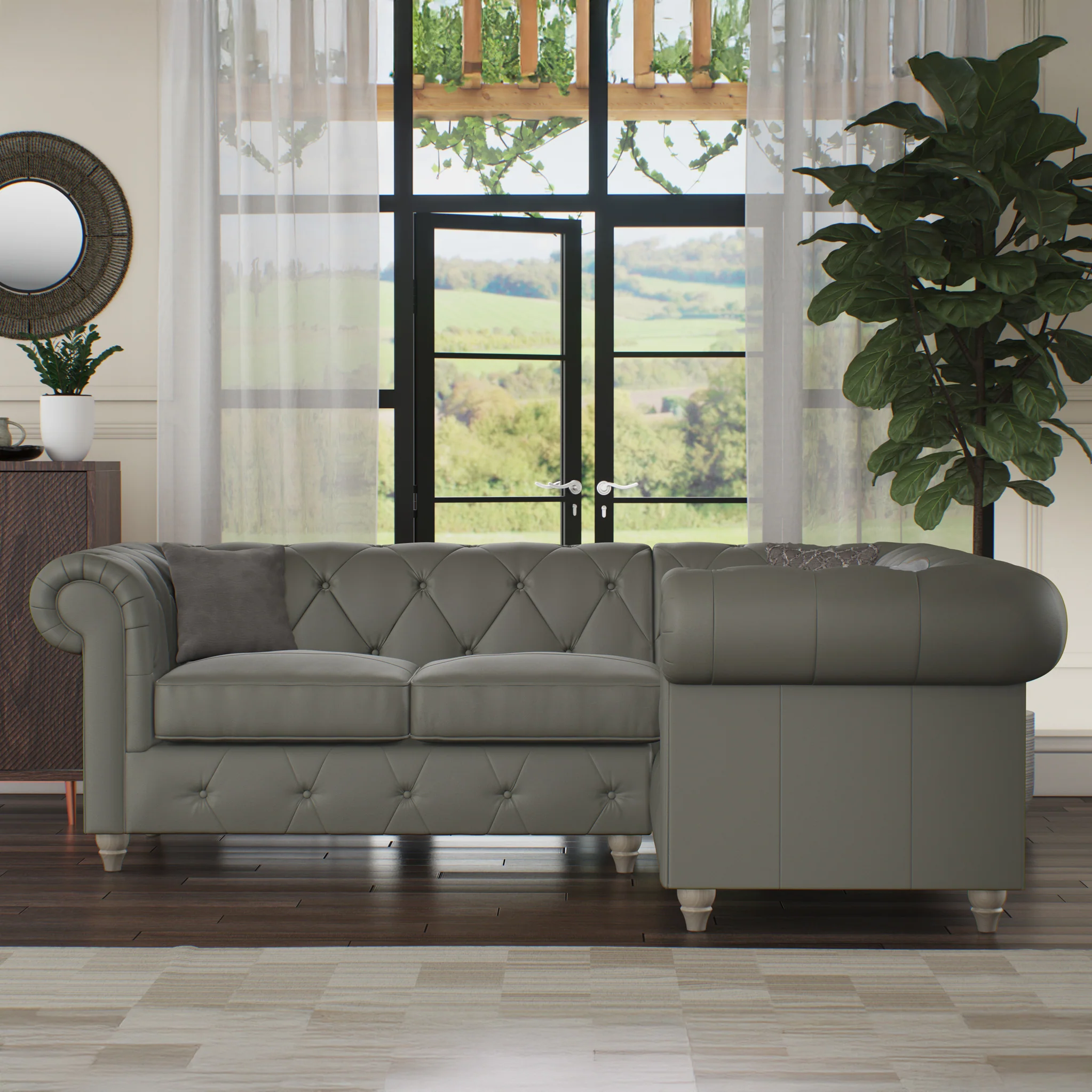 Everett Leather Corner Sofa - Image 25