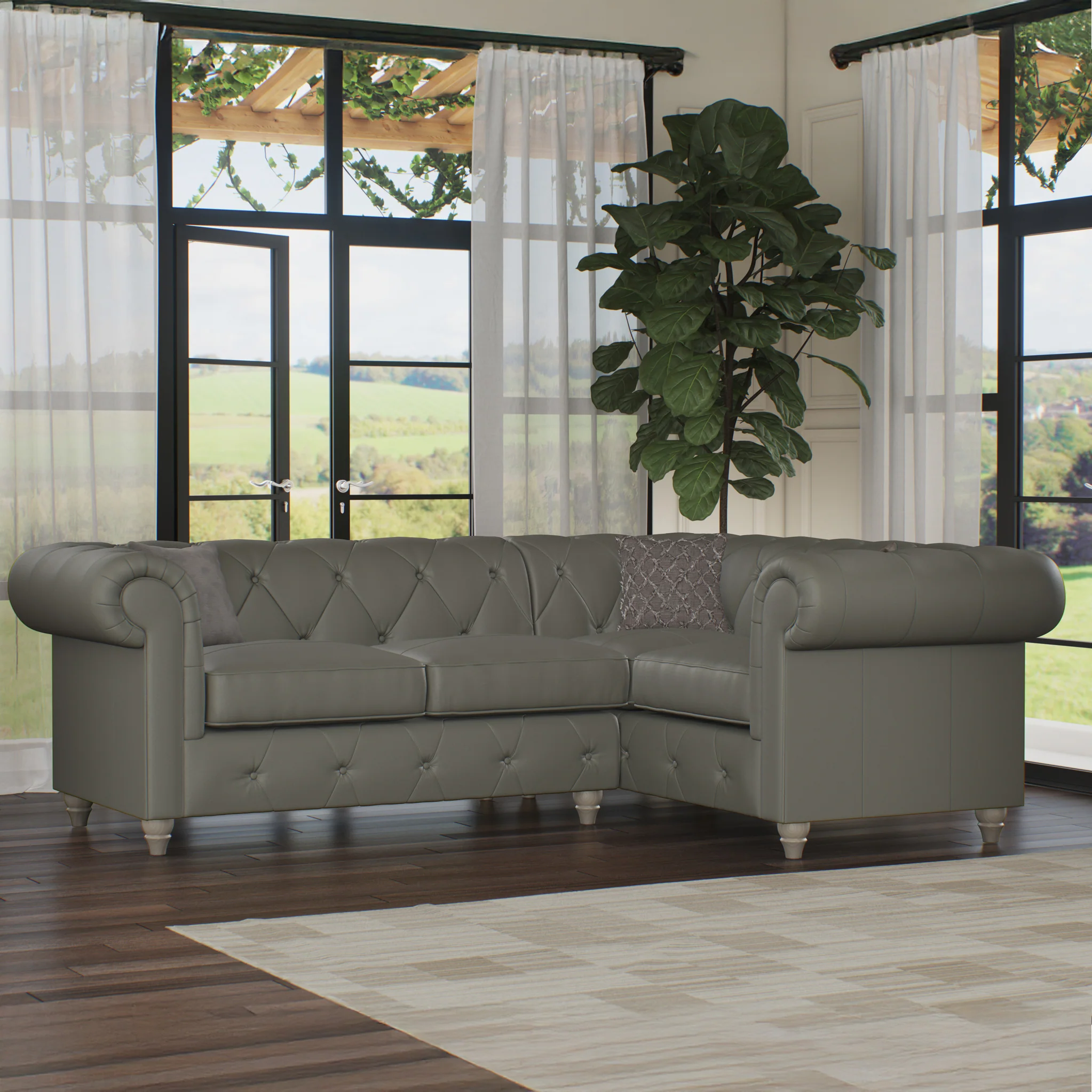 Everett Leather Corner Sofa - Image 26