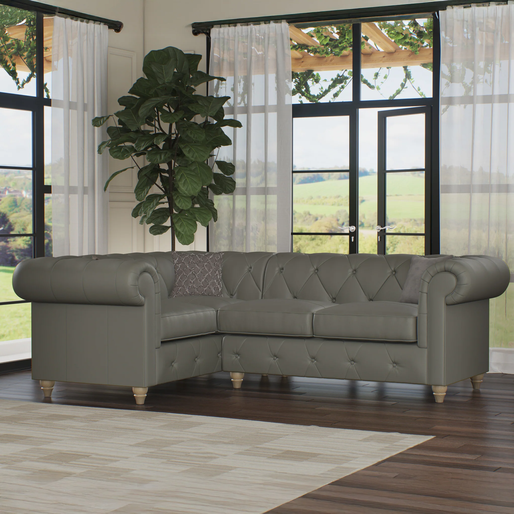 Everett Leather Corner Sofa - Image 30