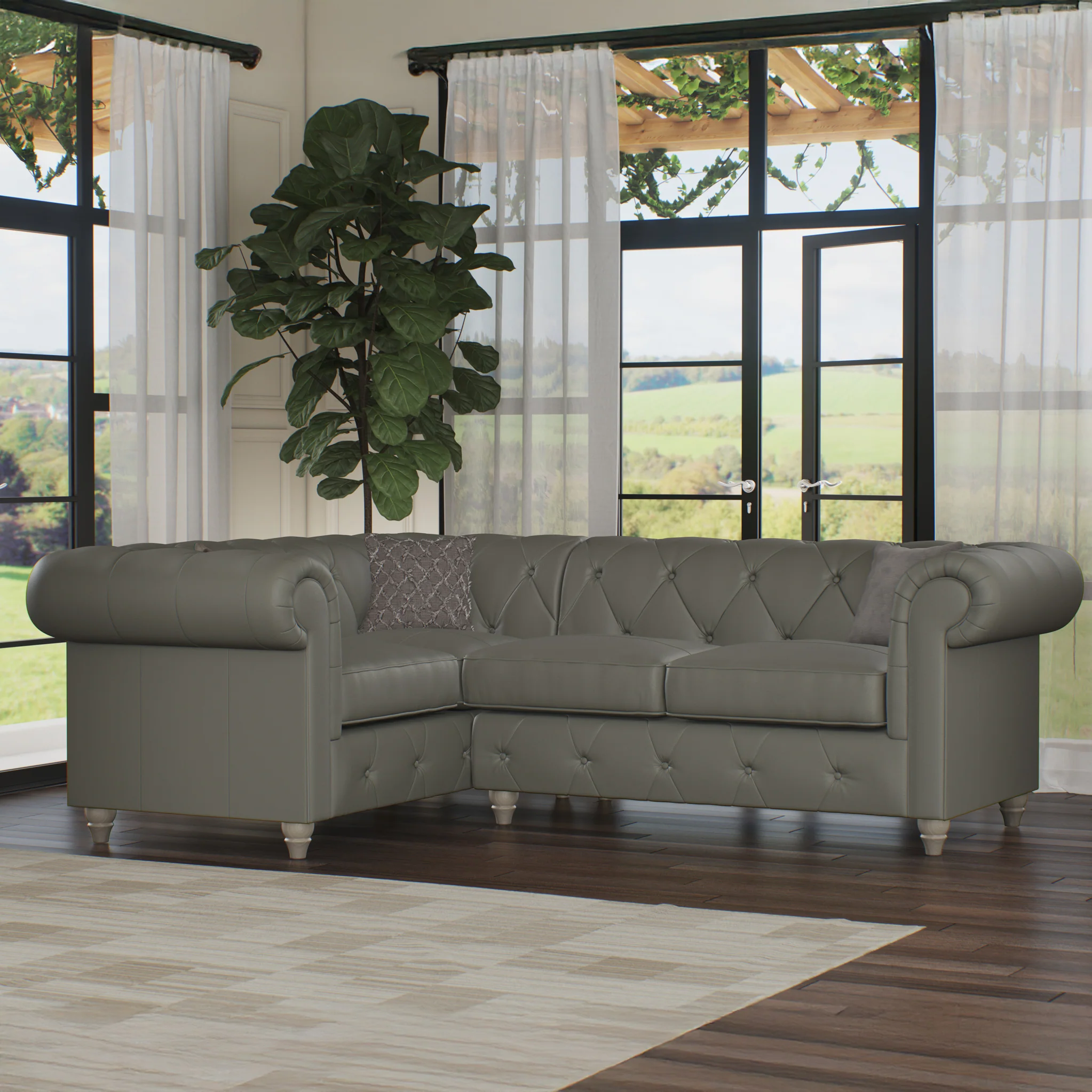 Everett Leather Corner Sofa - Image 34