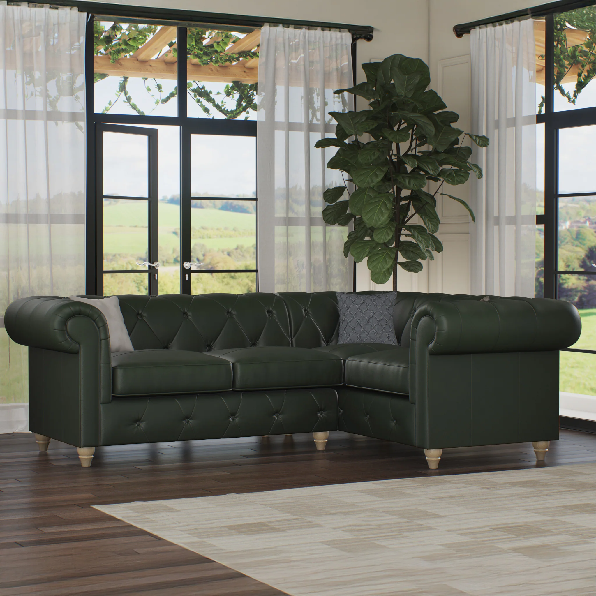 Everett Leather Corner Sofa - Image 41