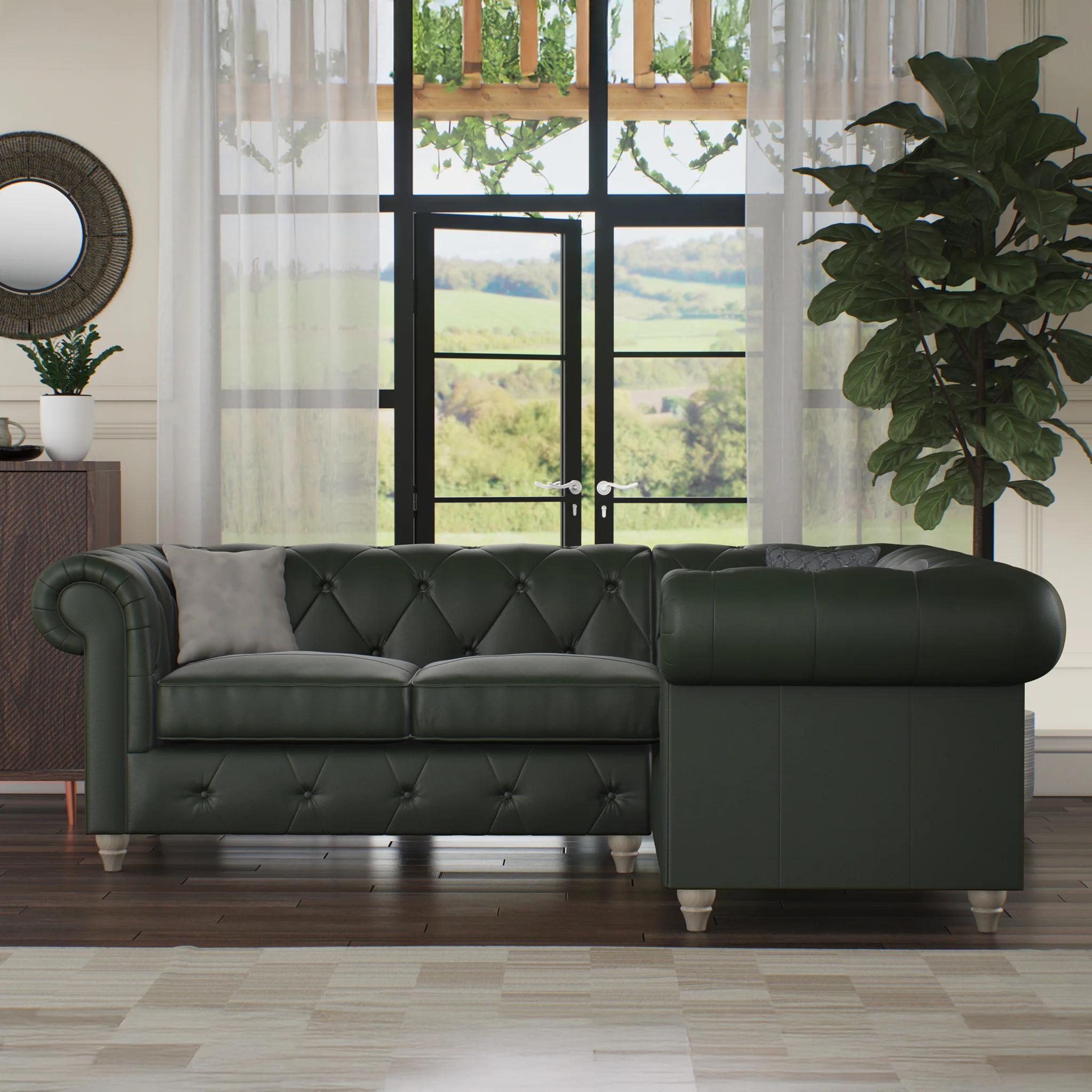 Everett Leather Corner Sofa - Image 44