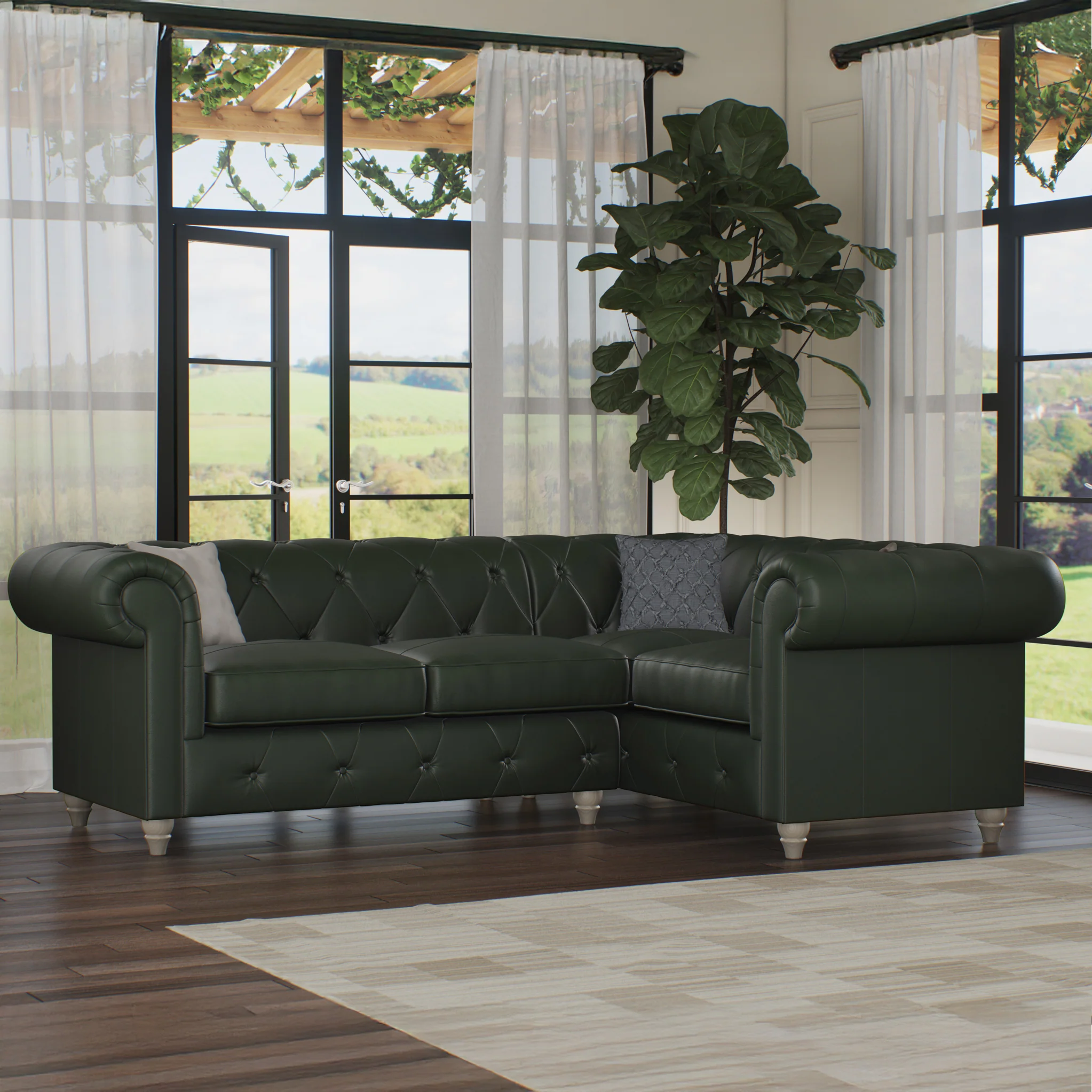 Everett Leather Corner Sofa - Image 45