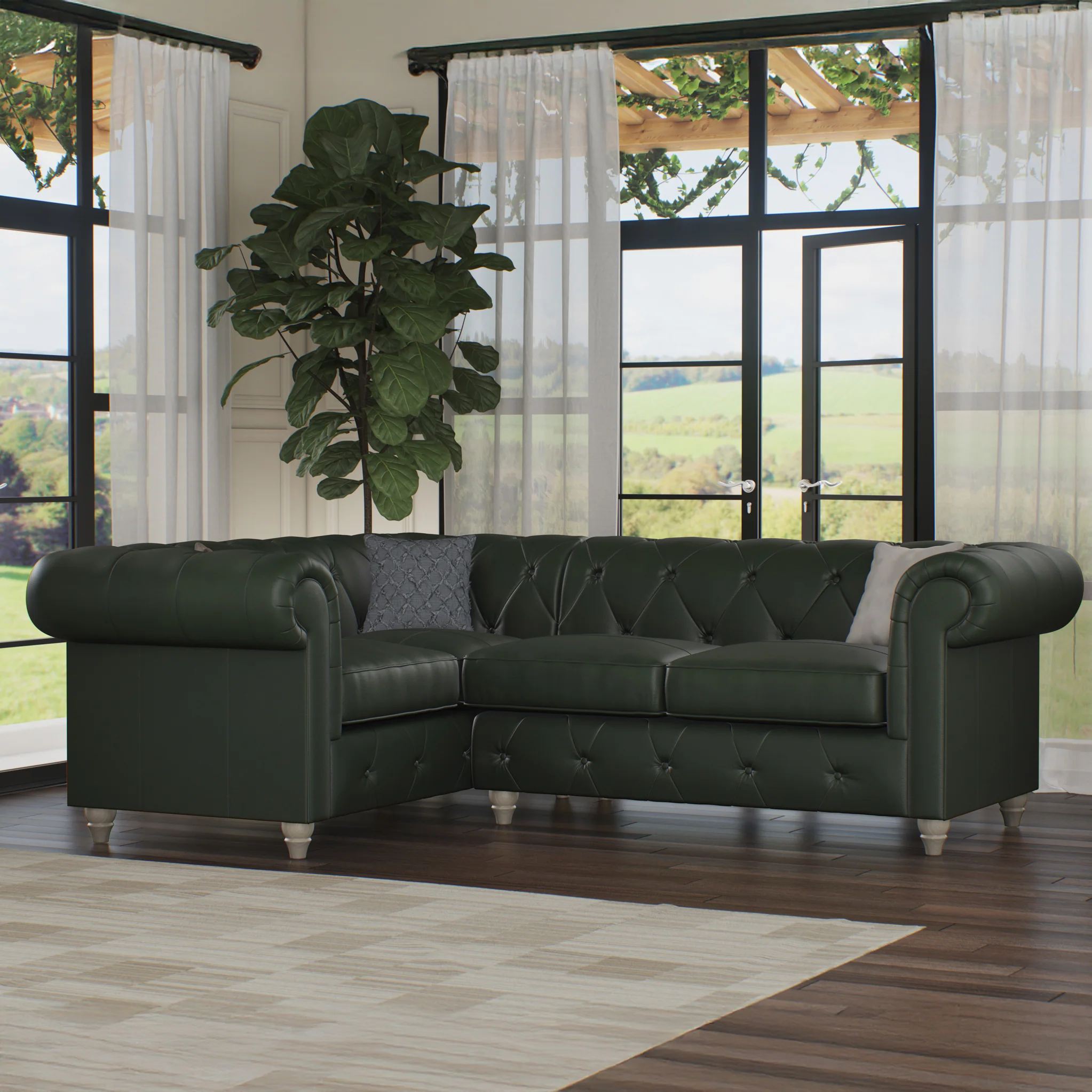 Everett Leather Corner Sofa - Image 53