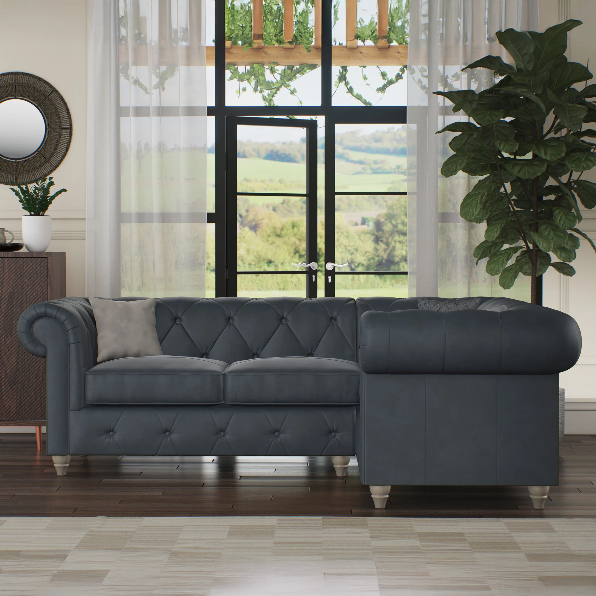 Everett Leather Corner Sofa - Image 6