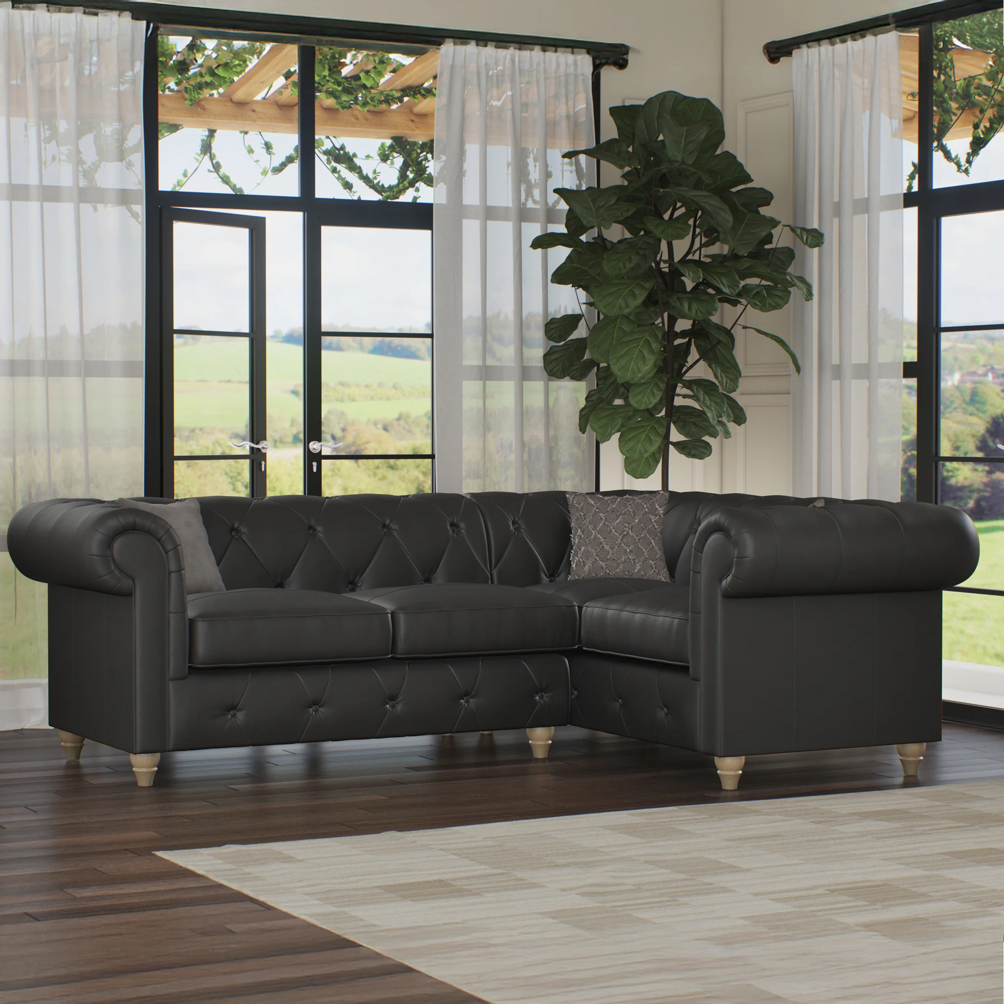 Everett Leather Corner Sofa - Image 60