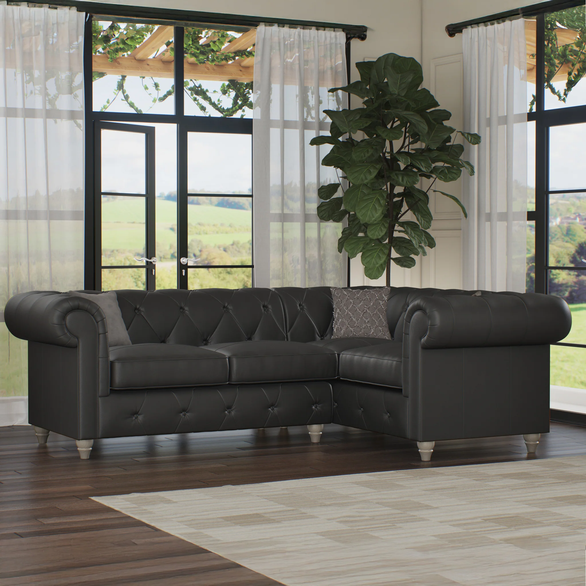 Everett Leather Corner Sofa - Image 64