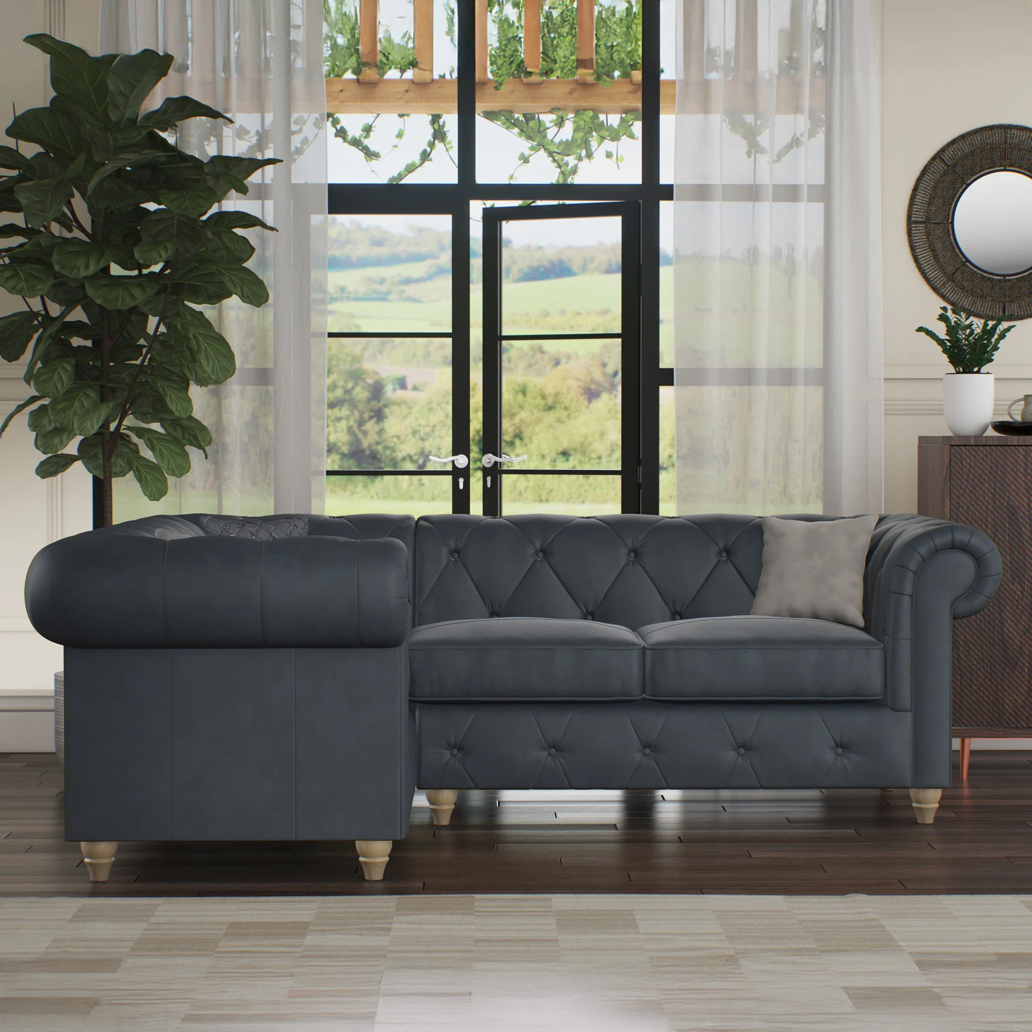 Everett Leather Corner Sofa - Image 67