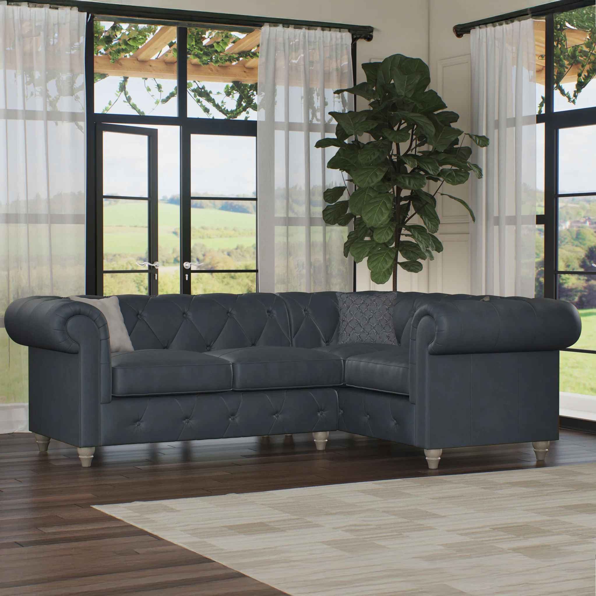 Everett Leather Corner Sofa - Image 7