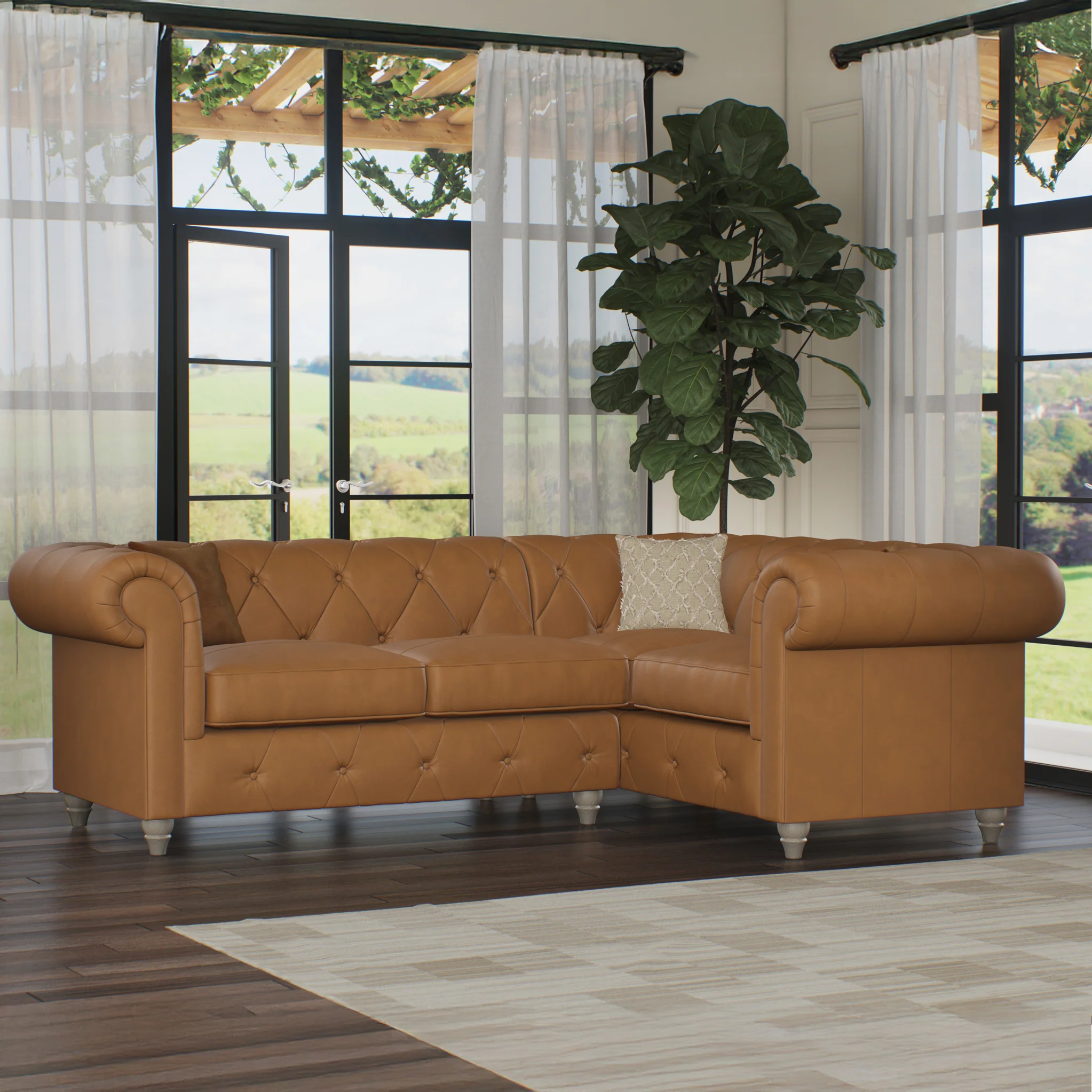 Everett Leather Corner Sofa - Image 83