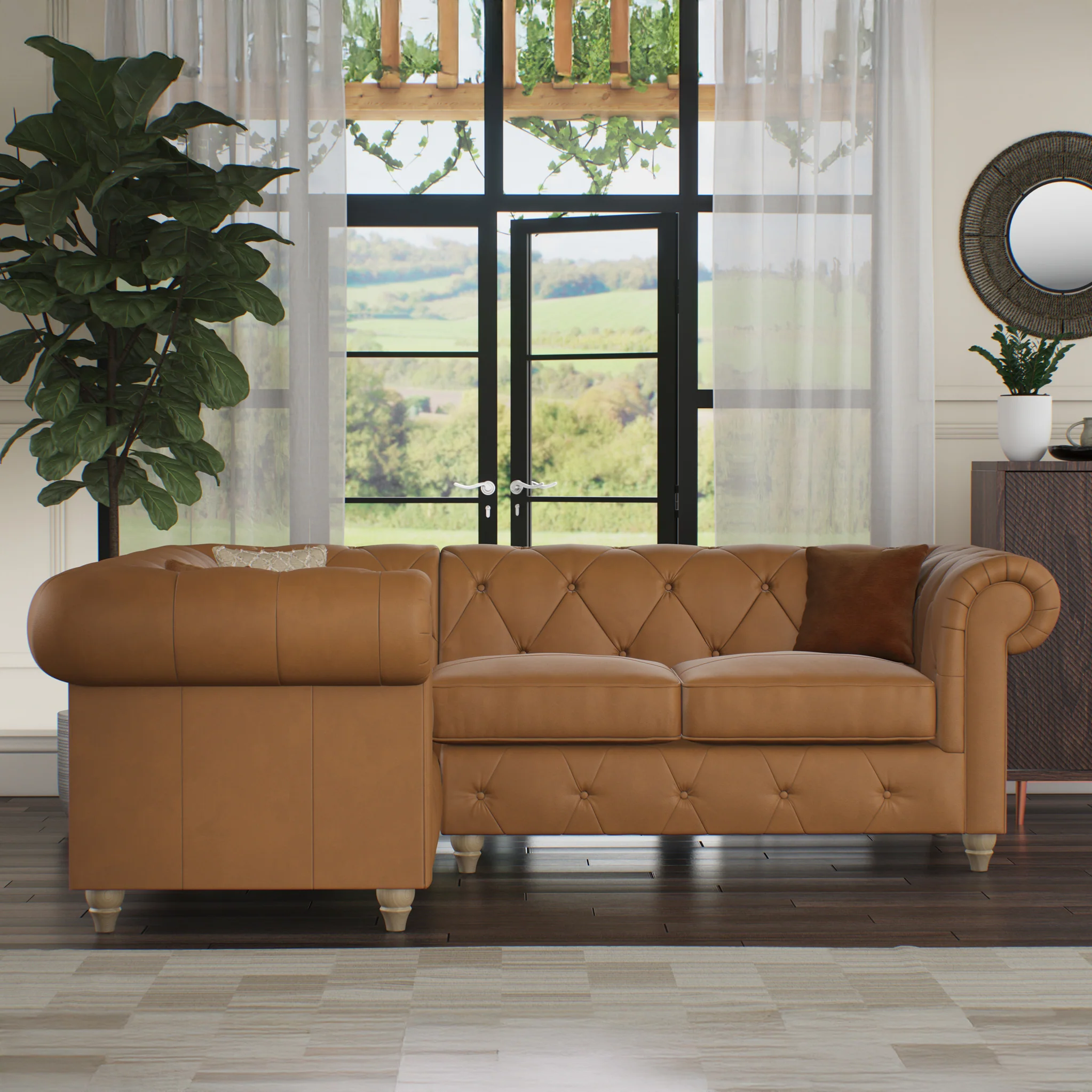 Everett Leather Corner Sofa - Image 86