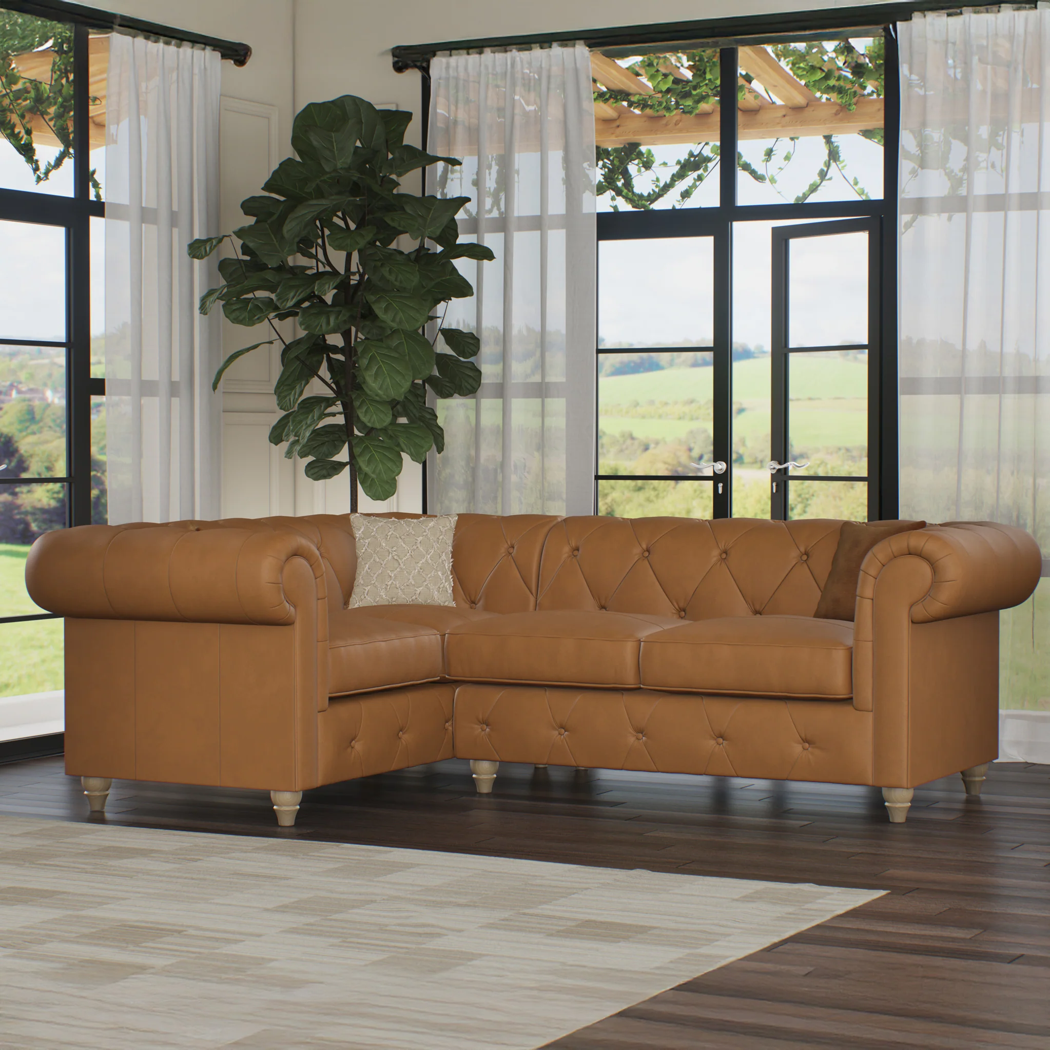 Everett Leather Corner Sofa - Image 87