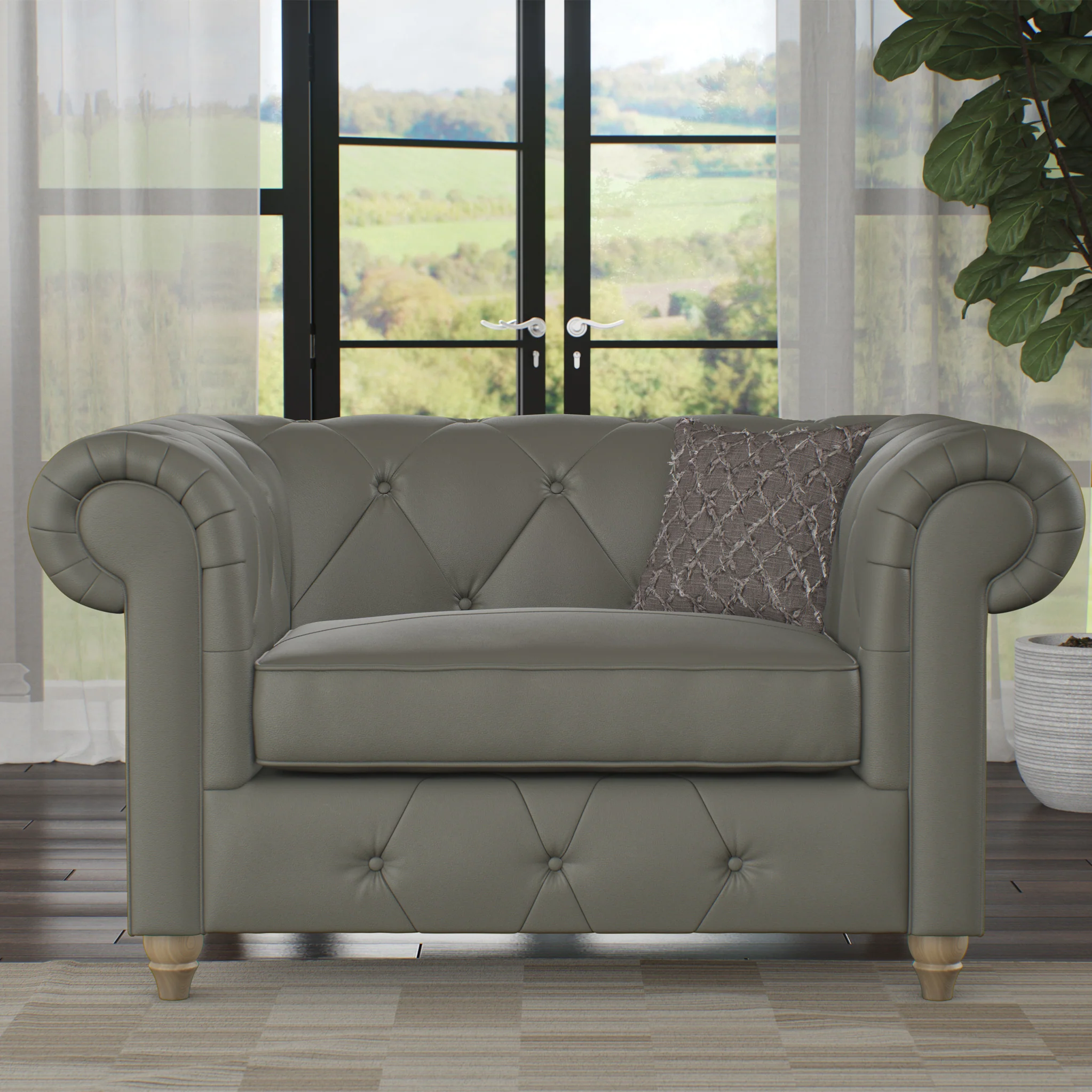 Everett Leather Snuggler Chair - Image 13