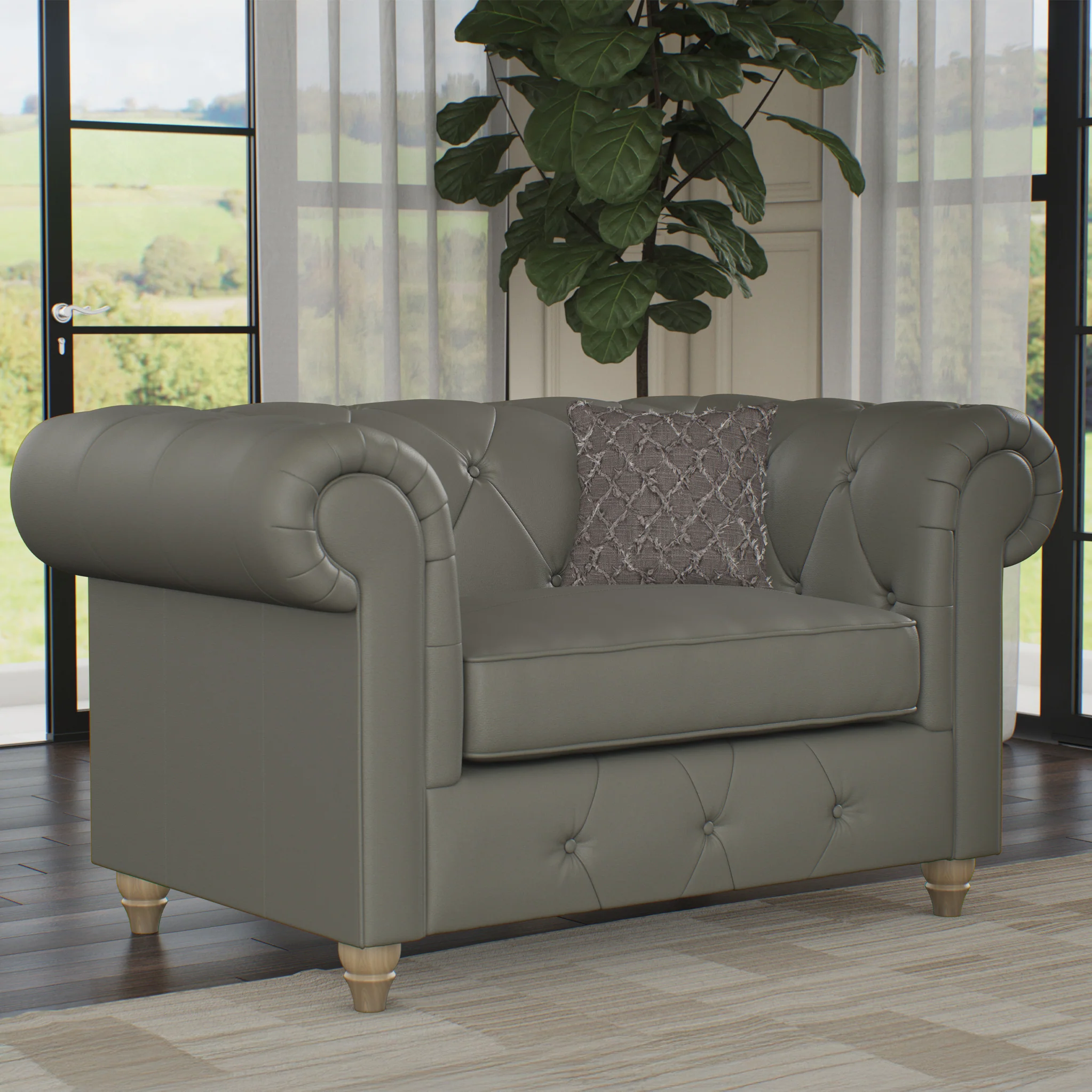 Everett Leather Snuggler Chair - Image 14