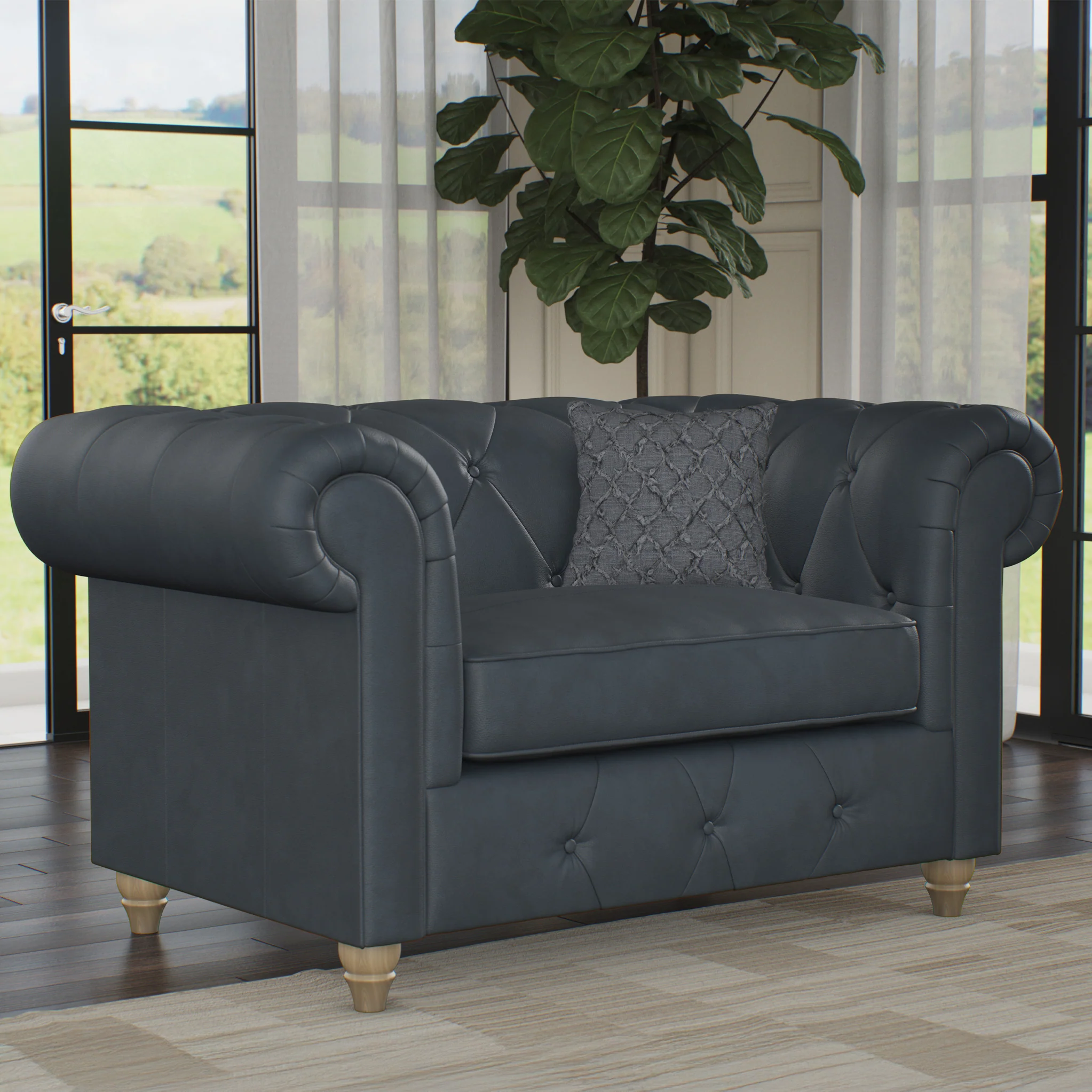 Everett Leather Snuggler Chair - Image 2