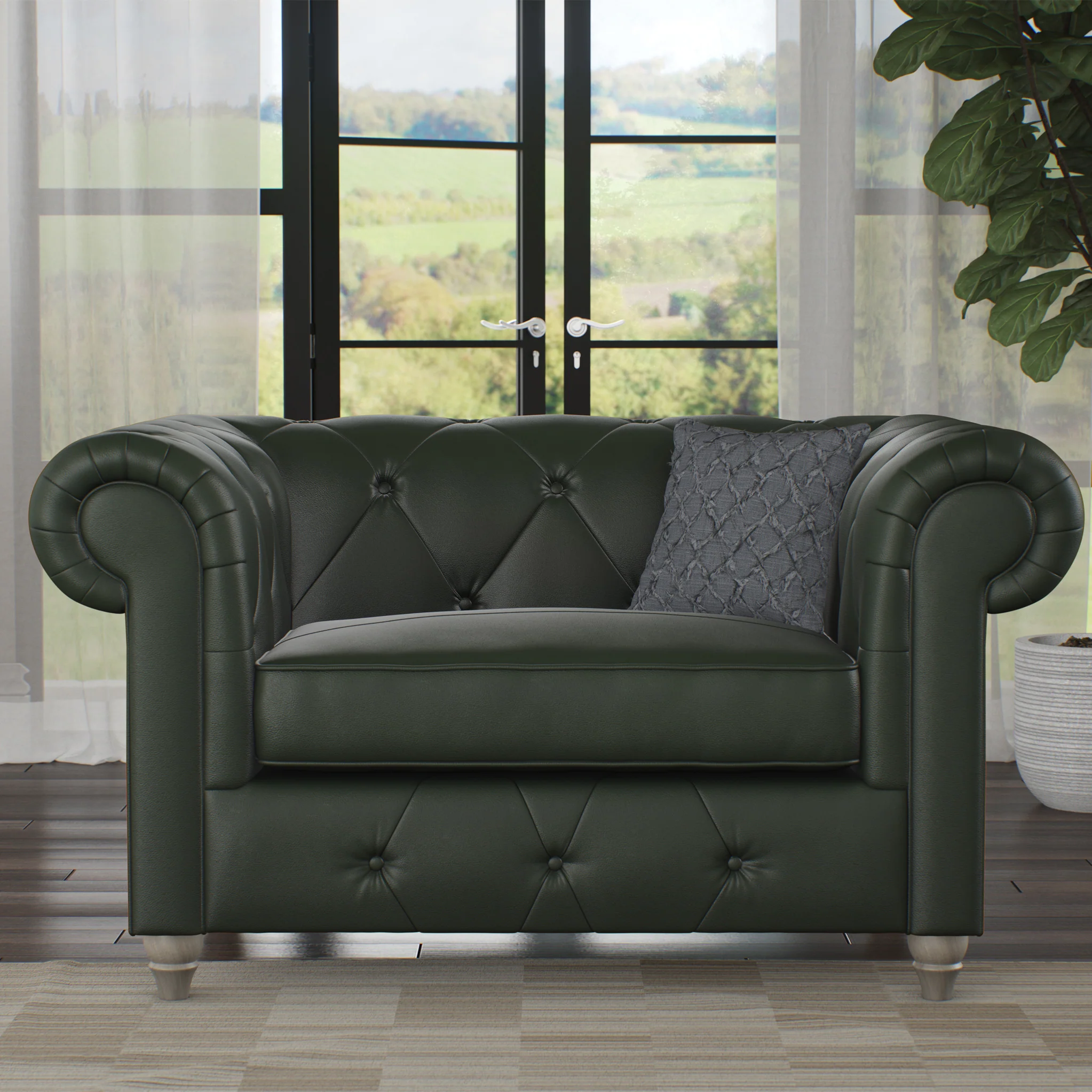 Everett Leather Snuggler Chair - Image 28