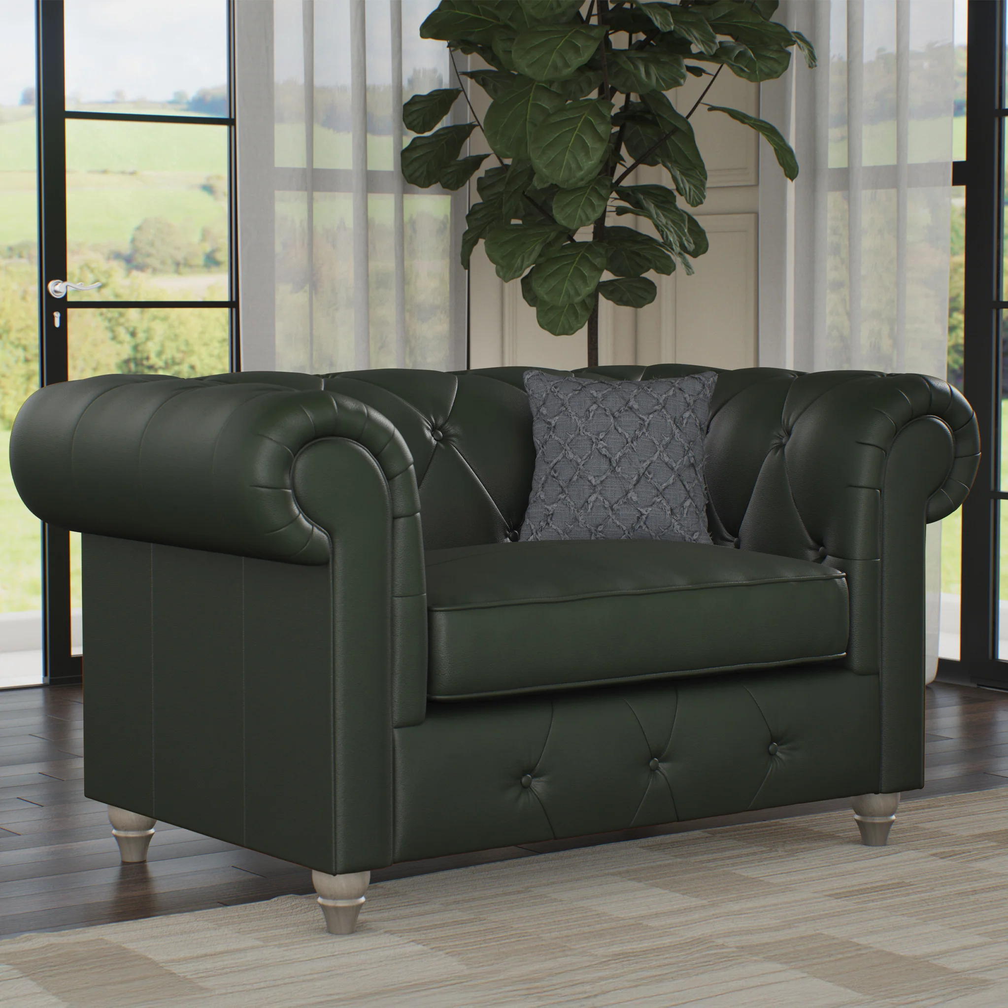 Everett Leather Snuggler Chair - Image 29
