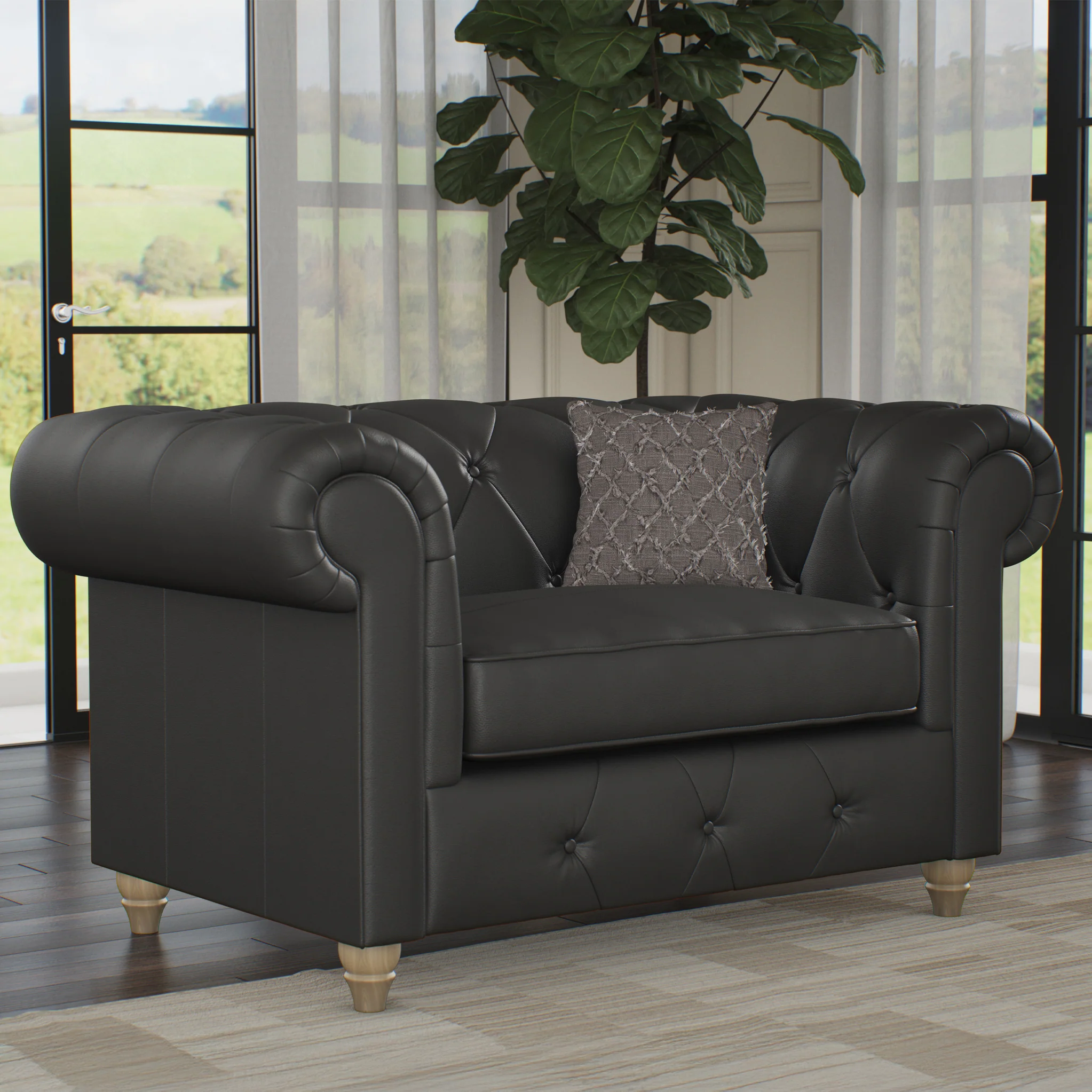 Everett Leather Snuggler Chair - Image 36