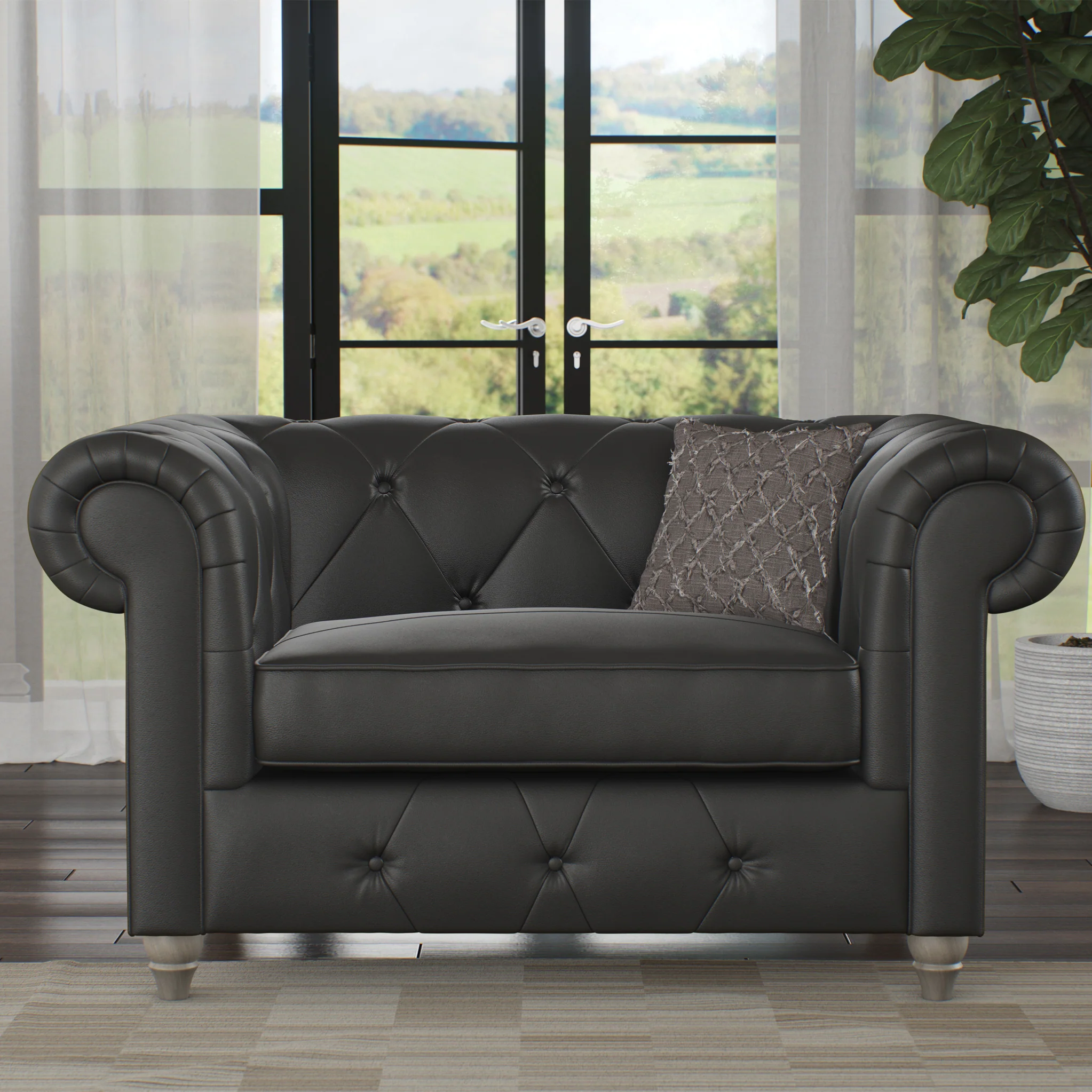 Everett Leather Snuggler Chair - Image 39