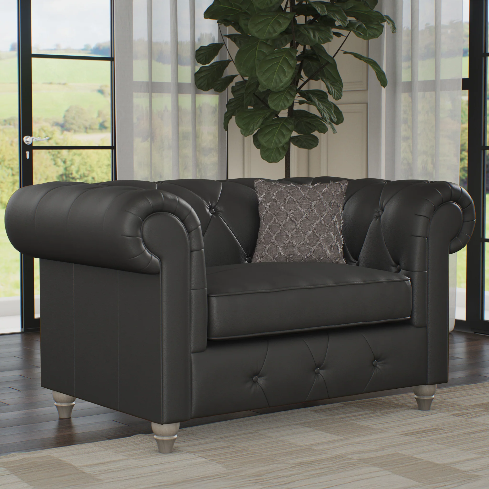 Everett Leather Snuggler Chair - Image 40