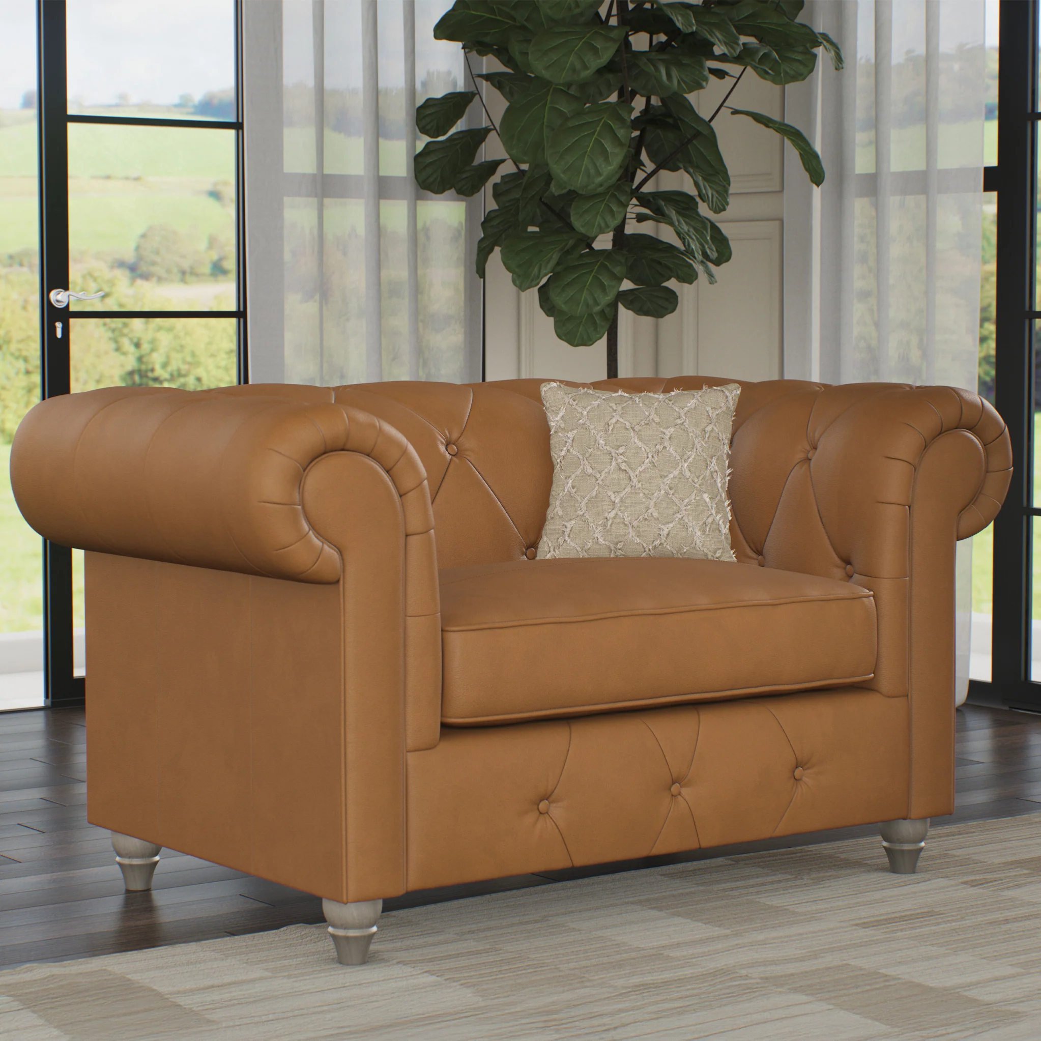 Everett Leather Snuggler Chair - Image 50