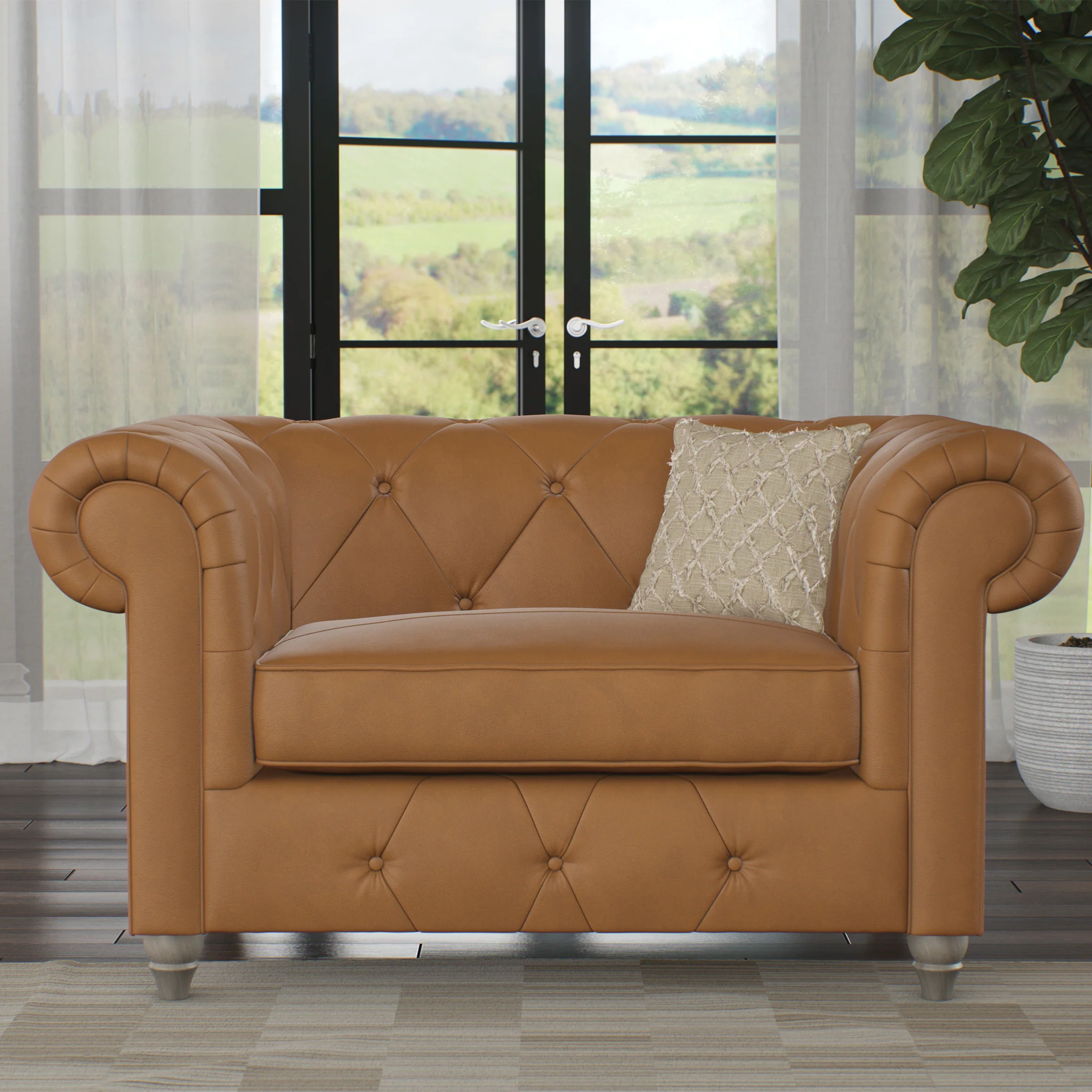 Everett Leather Snuggler Chair - Image 51