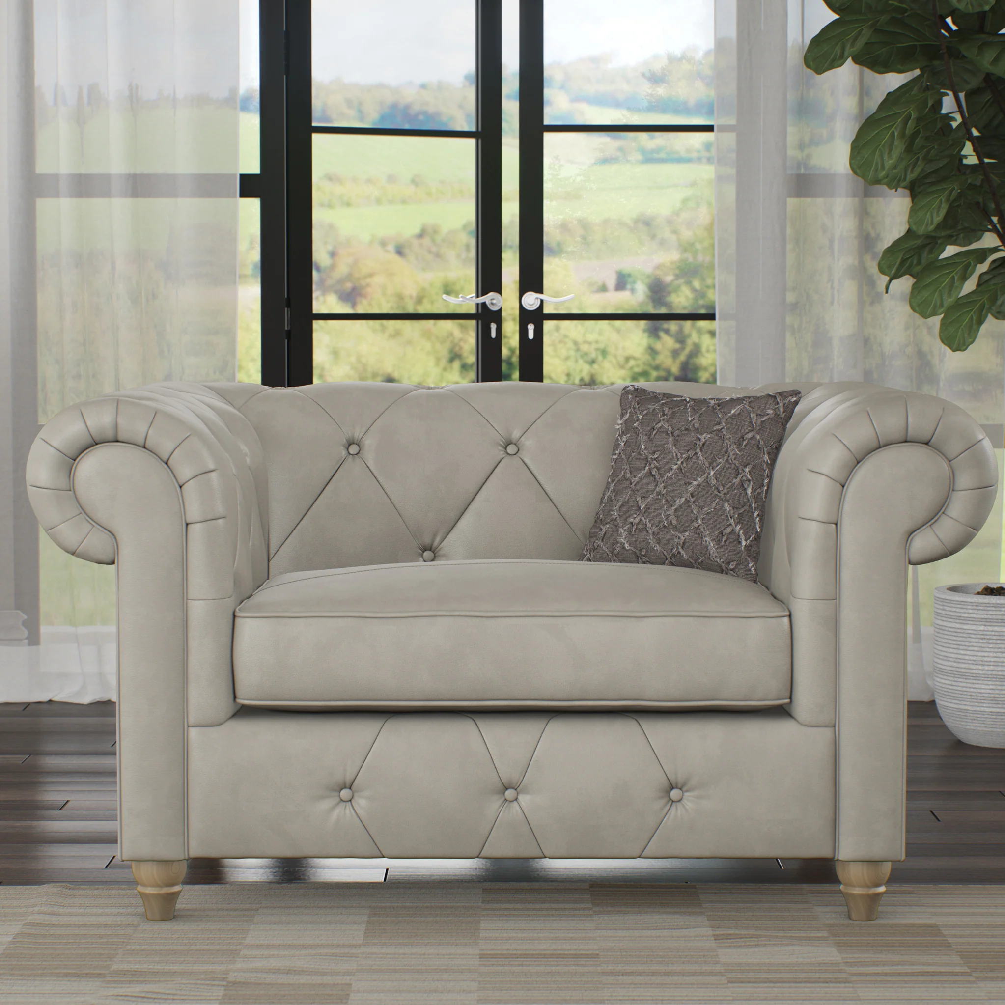 Everett Leather Snuggler Chair - Image 58