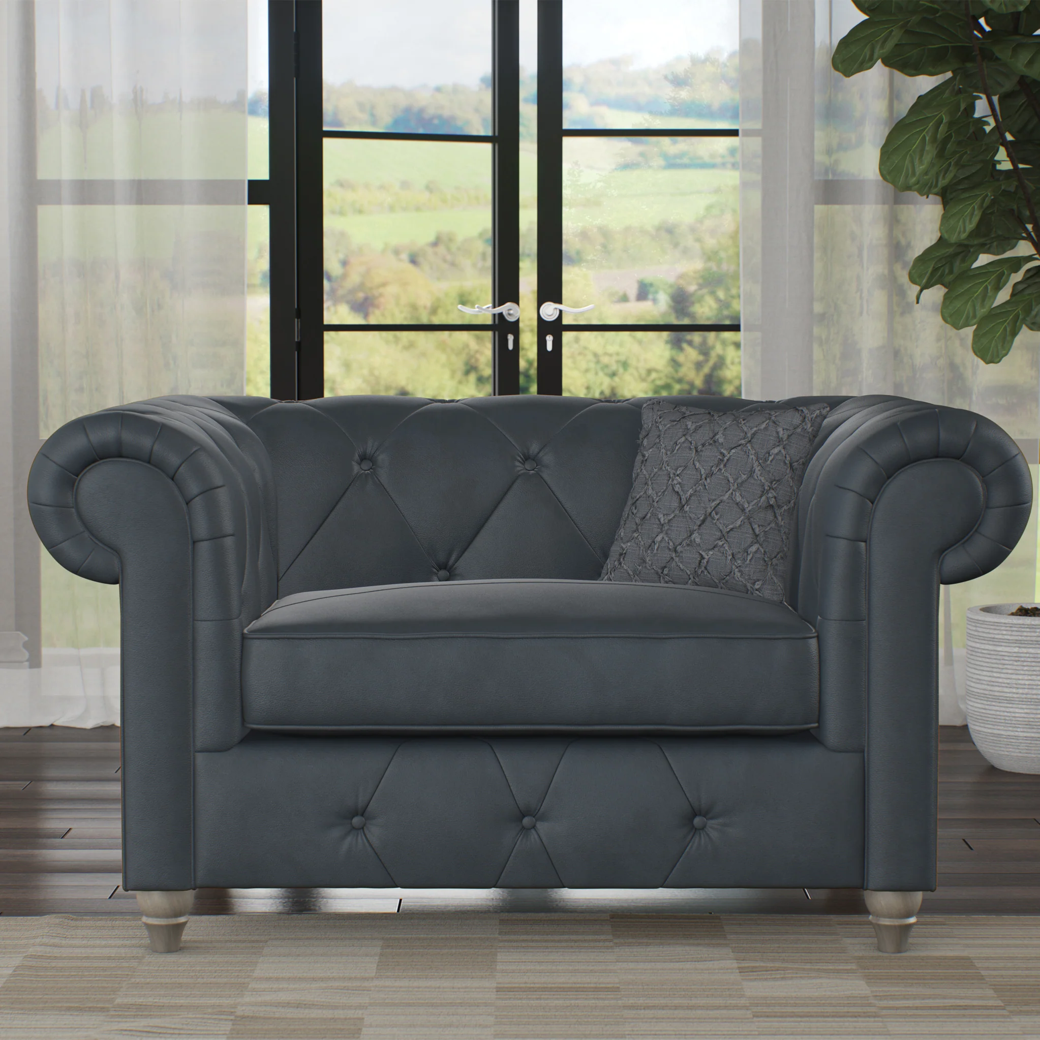 Everett Leather Snuggler Chair - Image 6