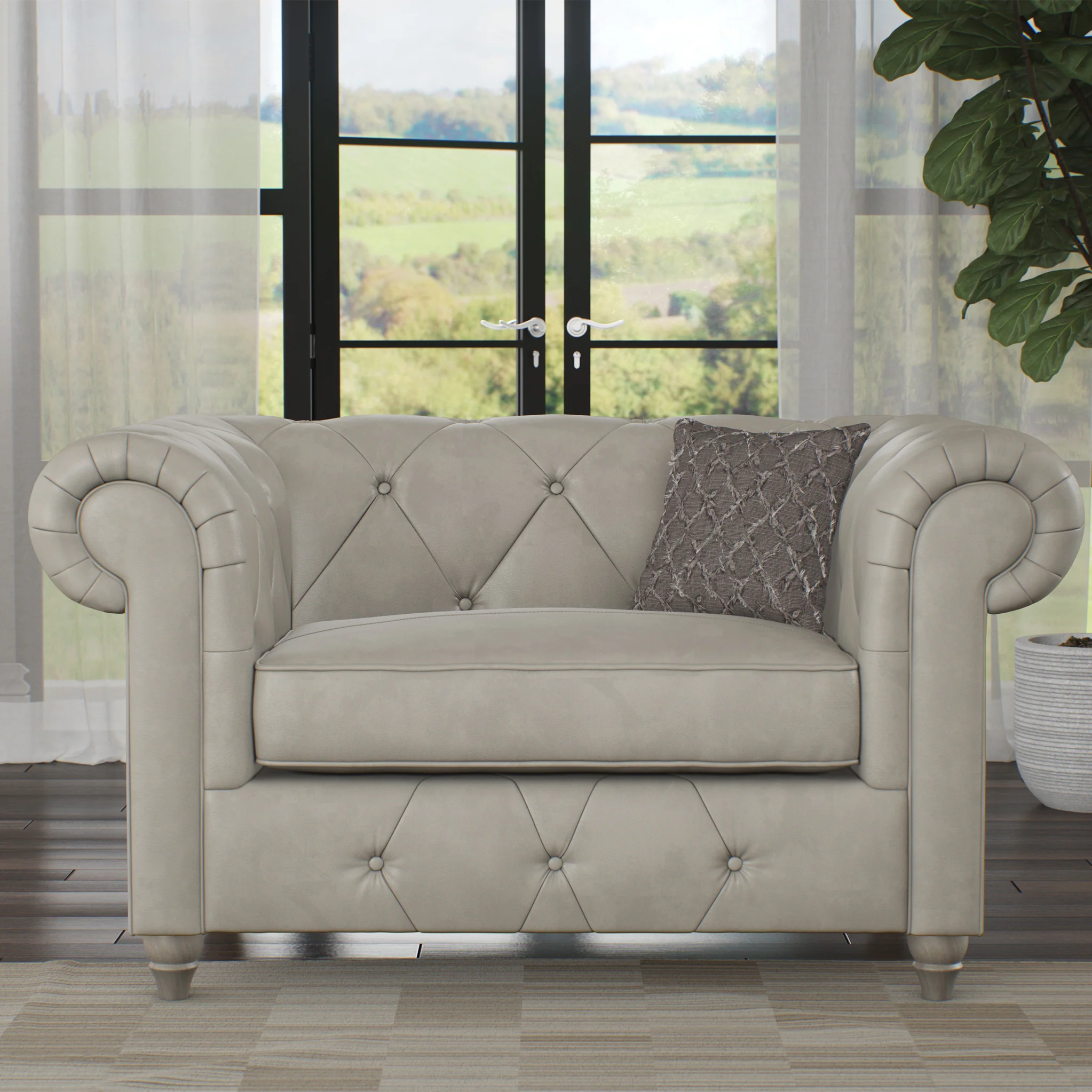 Everett Leather Snuggler Chair - Image 62