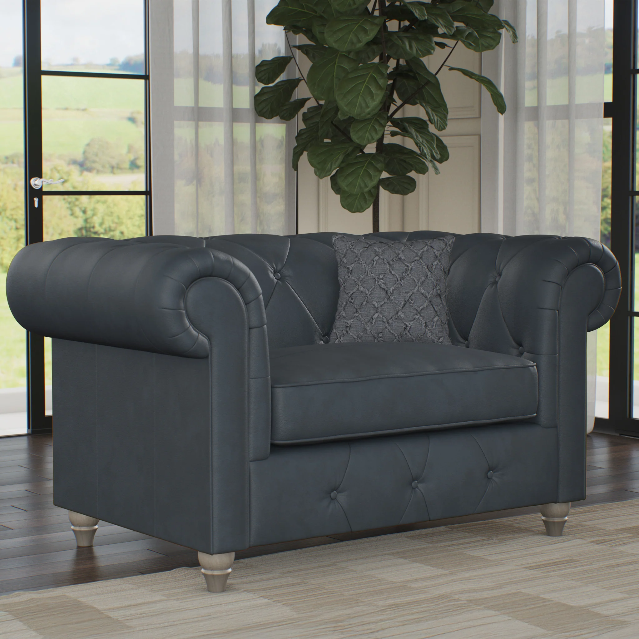 Everett Leather Snuggler Chair - Image 7