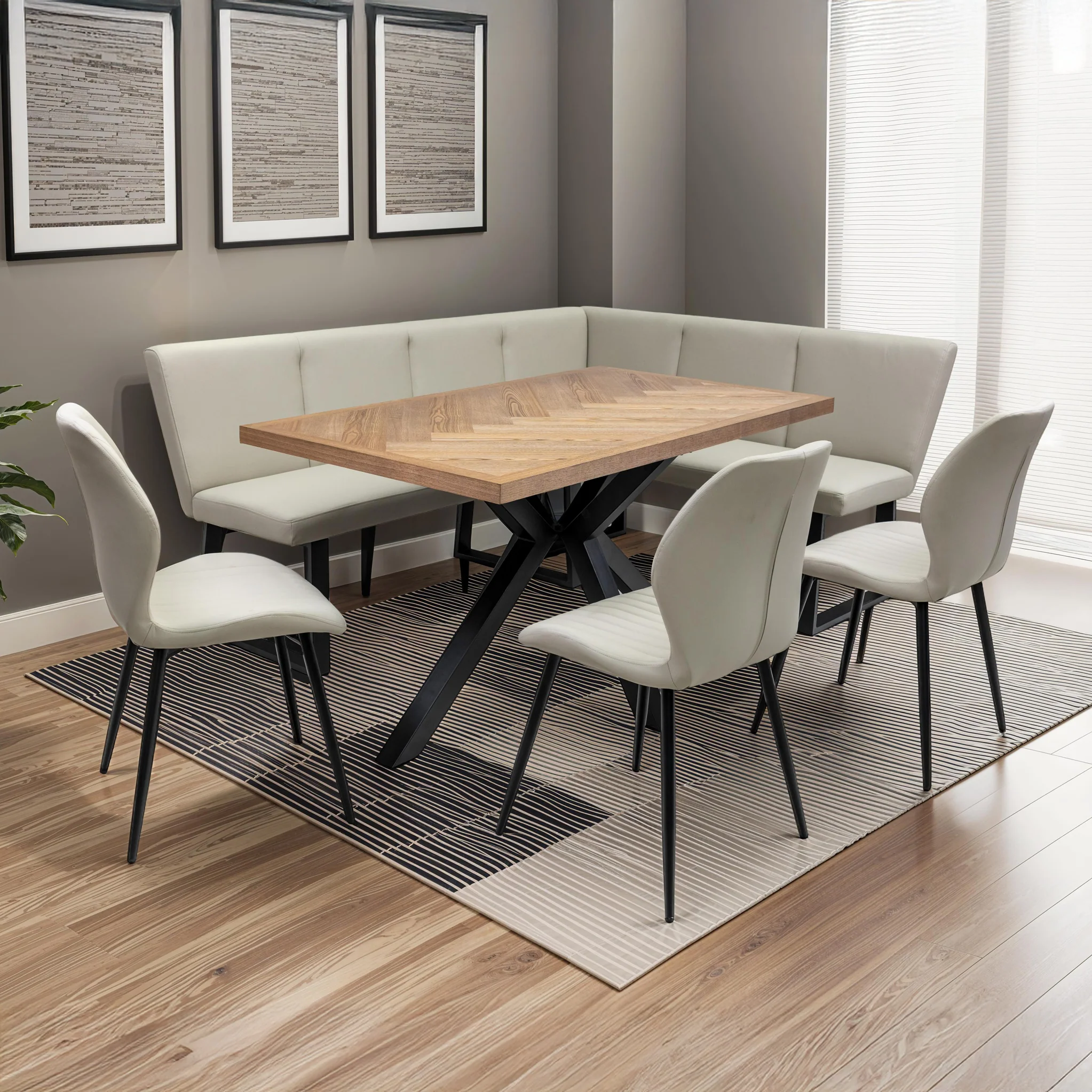 Everly 140cm Ash Herringbone Dining Table - Image 2